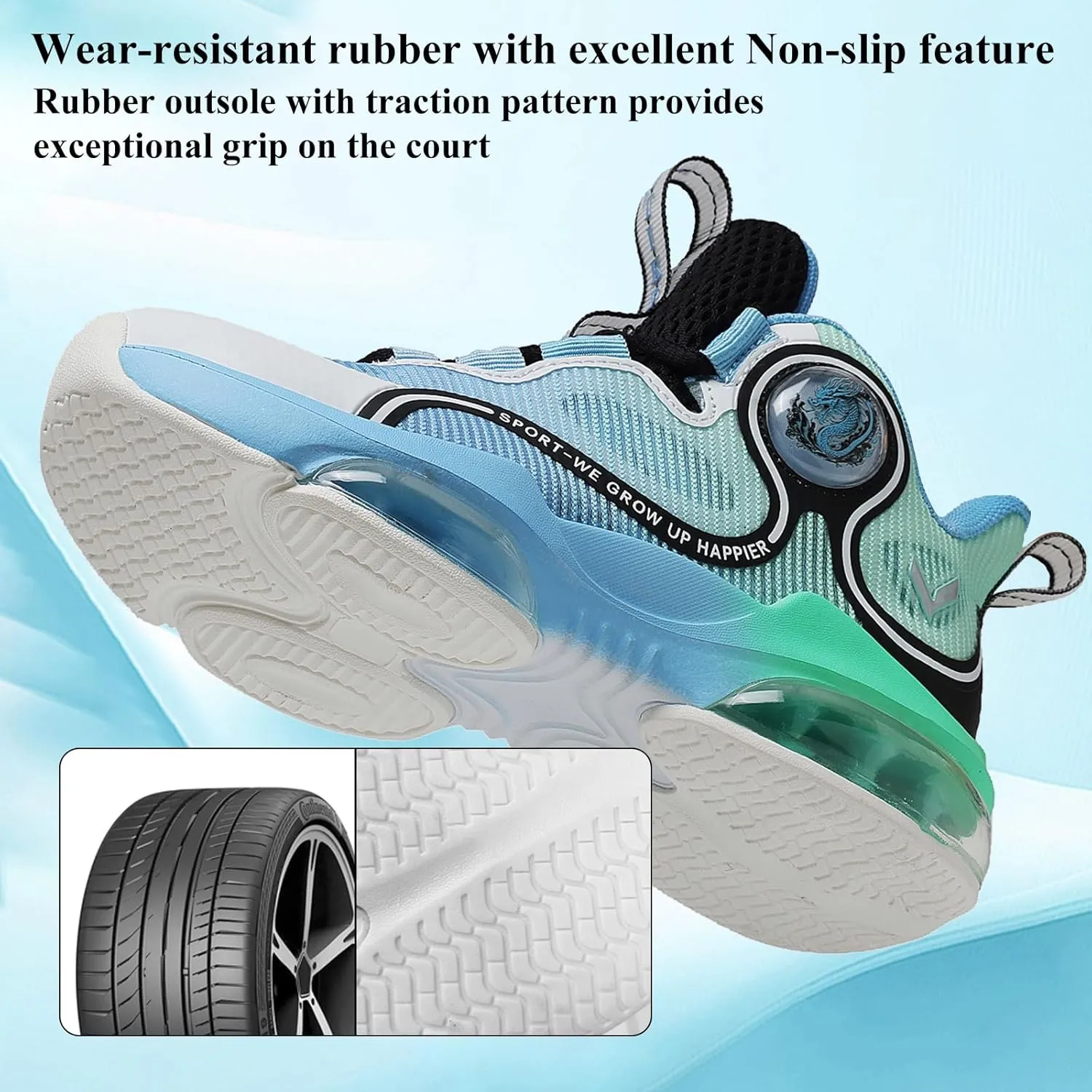VITUOFLY Kids Basketball Shoes Boys Air Cushion Sneakers Girls Mid Top School Hoops Shoes Non-Slip Outdoor Sports Running Gym Comfortable Durable Little Kid/Big Kid