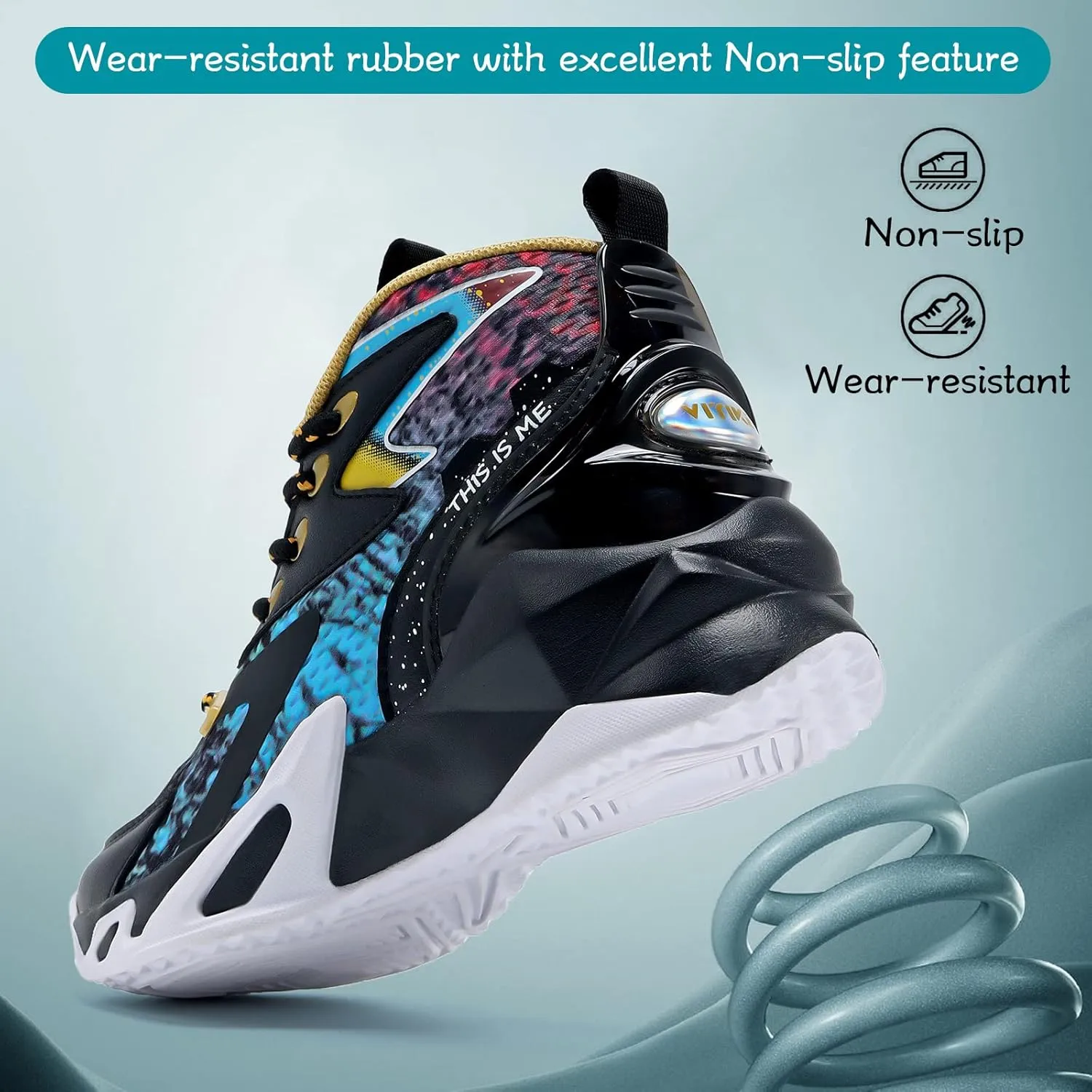 VITUOFLY Kids Basketball Shoes Boys Air Cushion Sneakers Girls Mid Top School Hoops Shoes Non-Slip Outdoor Sports Running Gym Comfortable Durable Little Kid/Big Kid