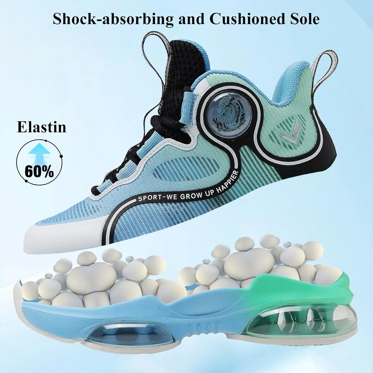 VITUOFLY Kids Basketball Shoes Boys Air Cushion Sneakers Girls Mid Top School Hoops Shoes Non-Slip Outdoor Sports Running Gym Comfortable Durable Little Kid/Big Kid