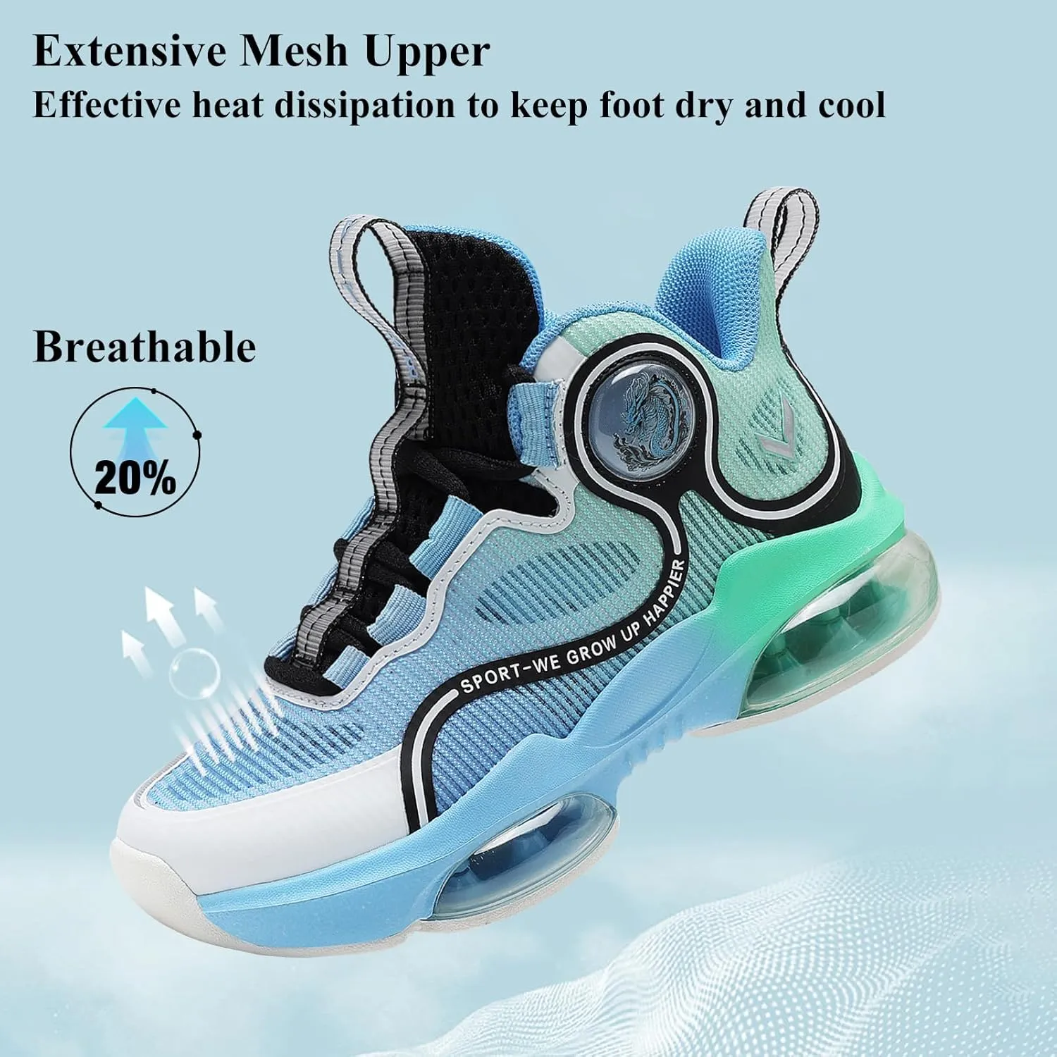 VITUOFLY Kids Basketball Shoes Boys Air Cushion Sneakers Girls Mid Top School Hoops Shoes Non-Slip Outdoor Sports Running Gym Comfortable Durable Little Kid/Big Kid