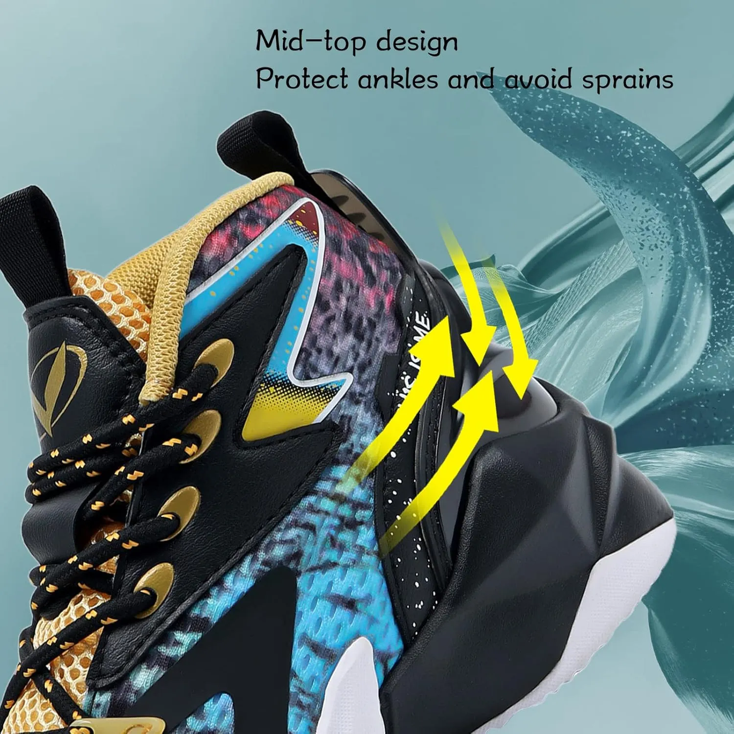 VITUOFLY Kids Basketball Shoes Boys Air Cushion Sneakers Girls Mid Top School Hoops Shoes Non-Slip Outdoor Sports Running Gym Comfortable Durable Little Kid/Big Kid