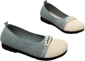 Wide Dress Shoes for Women Breathable Knitted Slip On Penny Loafers Casual Comfortable Business Work Flat Loafer Shoes