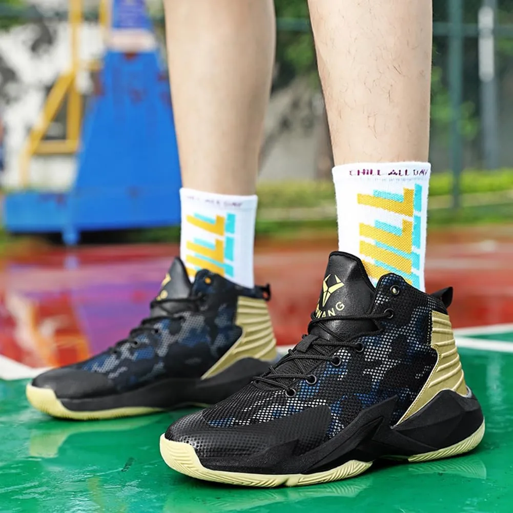 WILTENA Womens Fashion Breathable Basketball Shoes Mens Outdoor Mesh Sneakers Anti Slip Cushion Sports Shoes for Running Walking Training