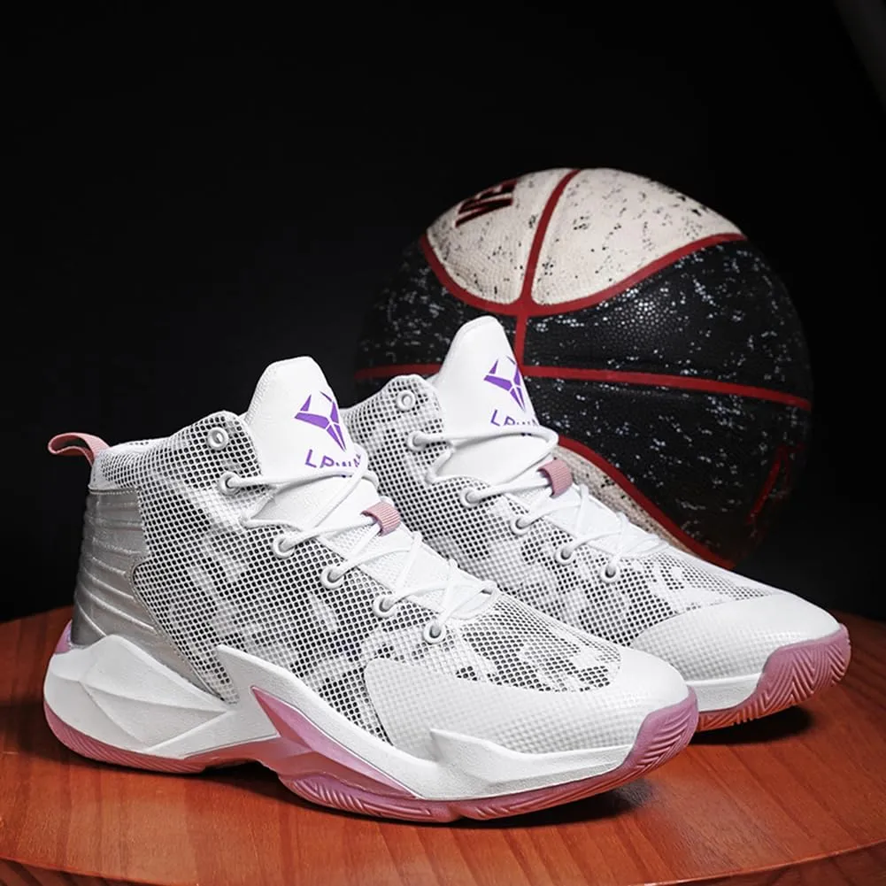 WILTENA Womens Fashion Breathable Basketball Shoes Mens Outdoor Mesh Sneakers Anti Slip Cushion Sports Shoes for Running Walking Training
