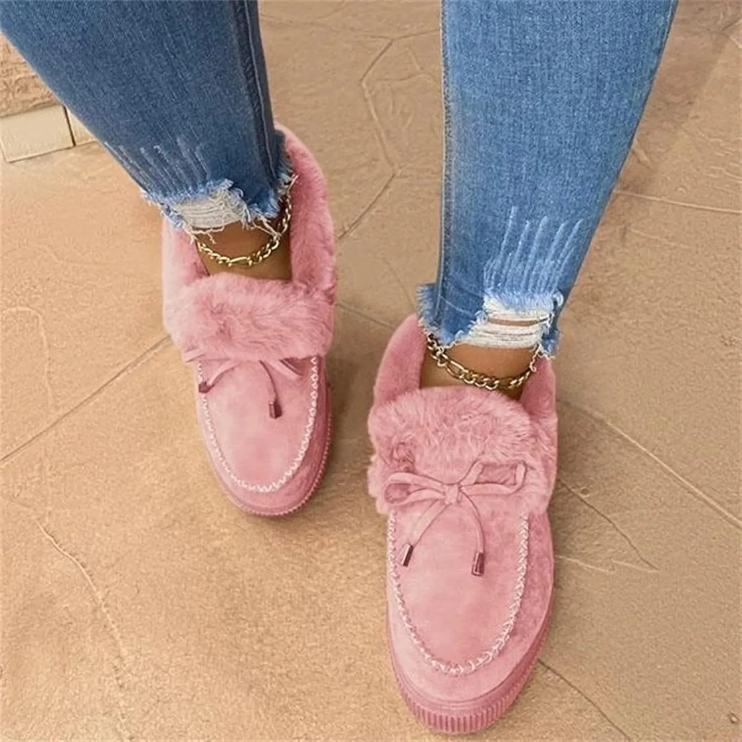 Winter Boots For Women 2024 Snow Boots Winter Shoes with Fur Lined Warm Slip On Comfortable Outdoor Ankle Booties