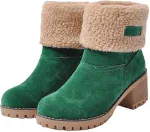 Winter Boots For Women 2024 Warm Faux Fur Lined Mid Calf Snow Boots Comfortable Walking Slip On Short Ankle Booties