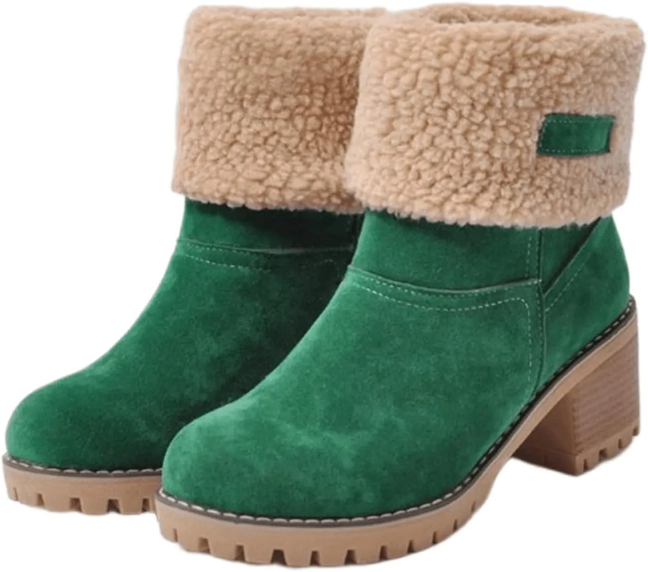 Winter Boots For Women 2024 Warm Faux Fur Lined Mid Calf Snow Boots Comfortable Walking Slip On Short Ankle Booties