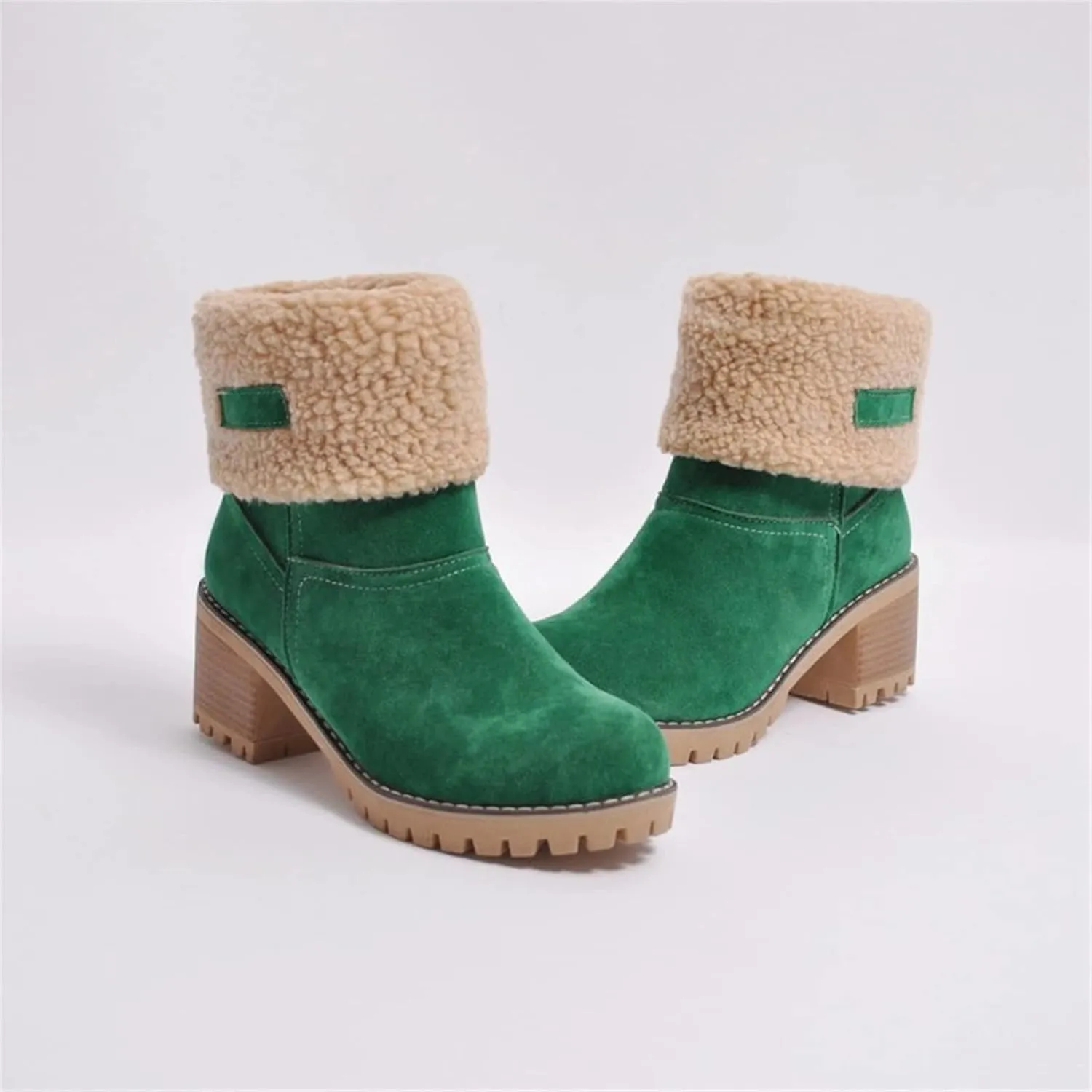 Winter Boots For Women 2024 Warm Faux Fur Lined Mid Calf Snow Boots Comfortable Walking Slip On Short Ankle Booties