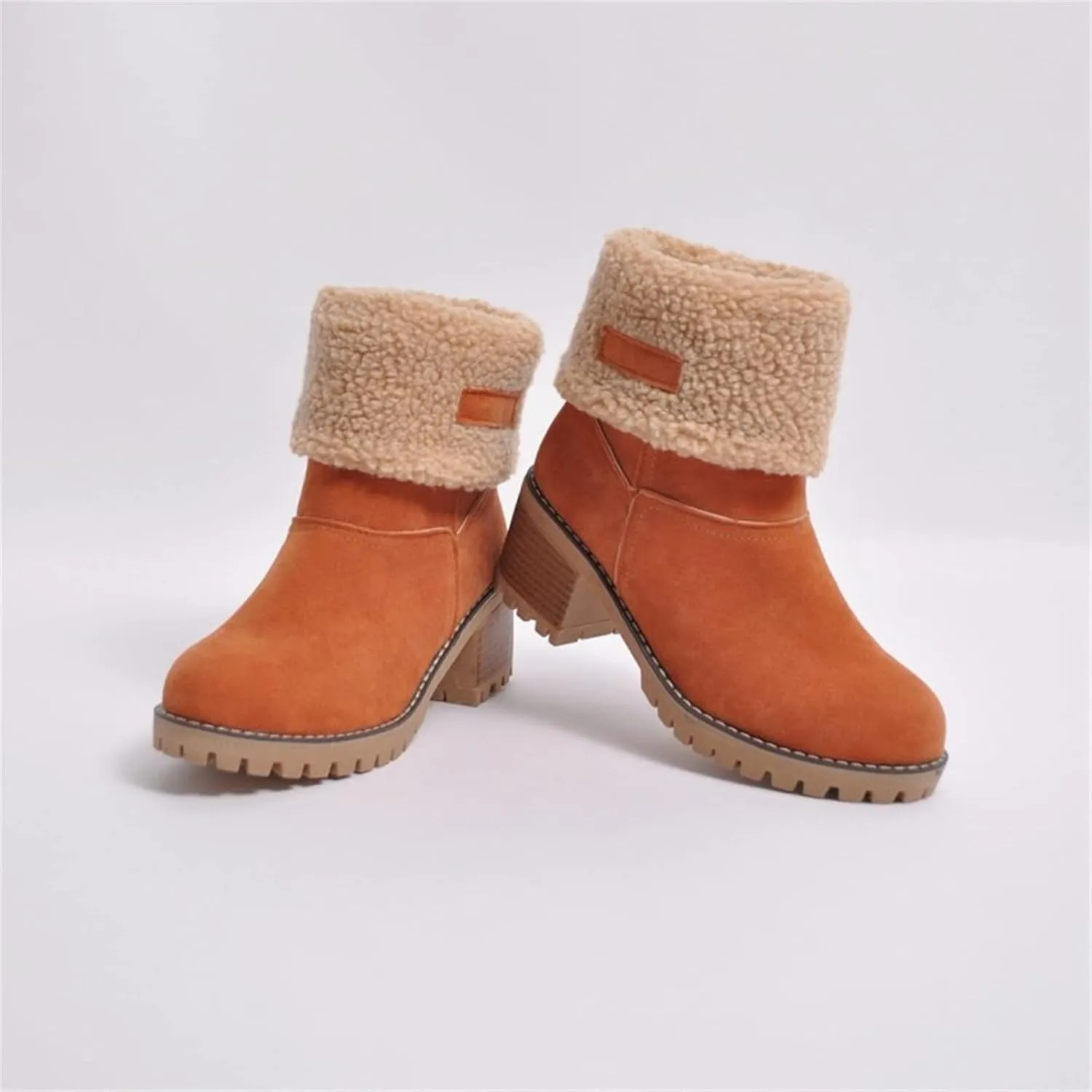 Winter Boots For Women Fashion Snow Boots 2024 Lightweight Cold Weather Fur Lined Warm Mid Calf Boots Ankle Booties