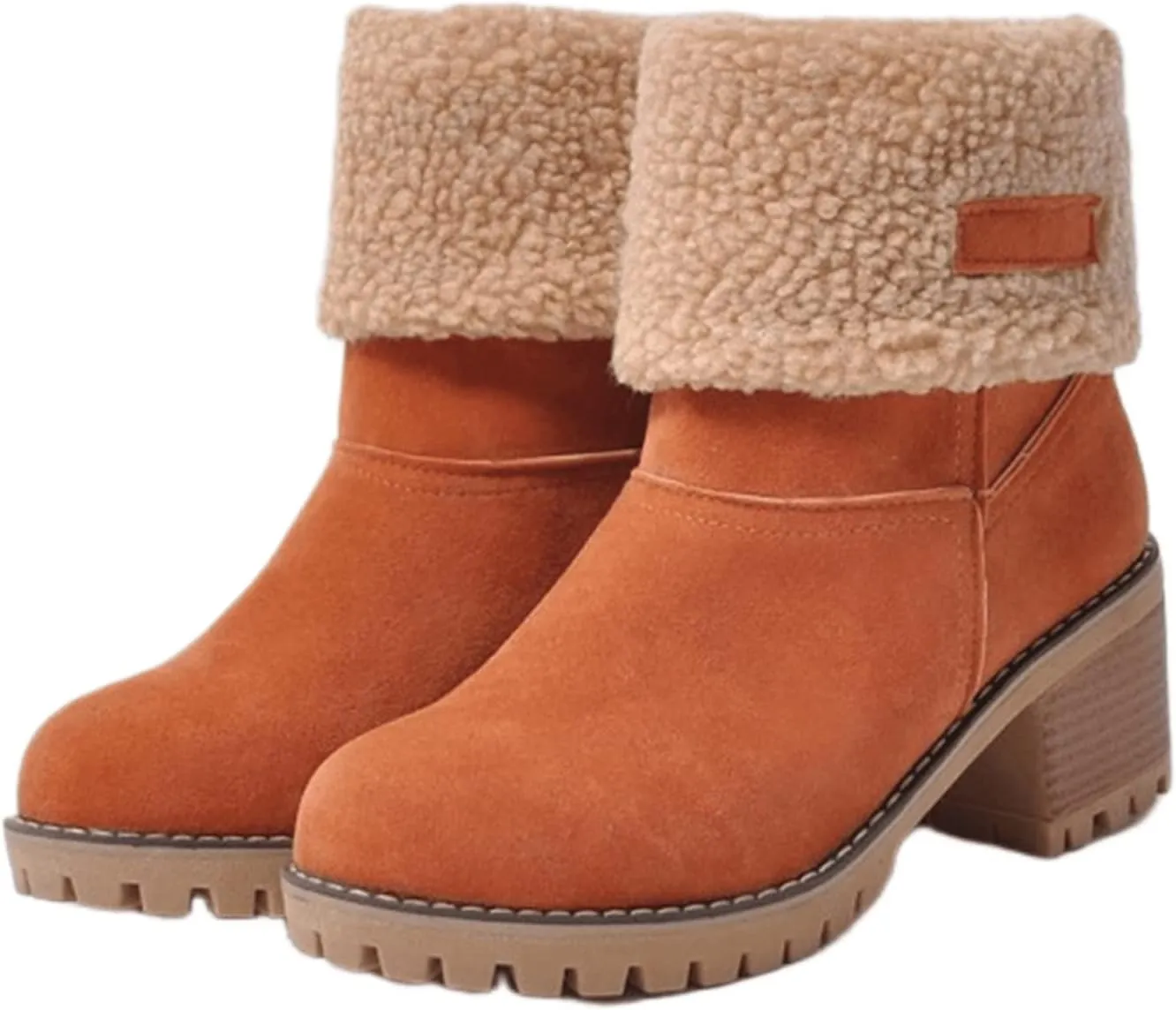 Winter Boots For Women Fashion Snow Boots 2024 Lightweight Cold Weather Fur Lined Warm Mid Calf Boots Ankle Booties
