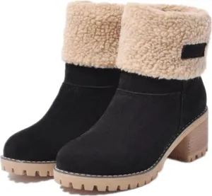 Winter Boots For Women Fashion Snow Boots 2024 Lightweight Cold Weather Fur Lined Warm Mid Calf Boots Ankle Booties
