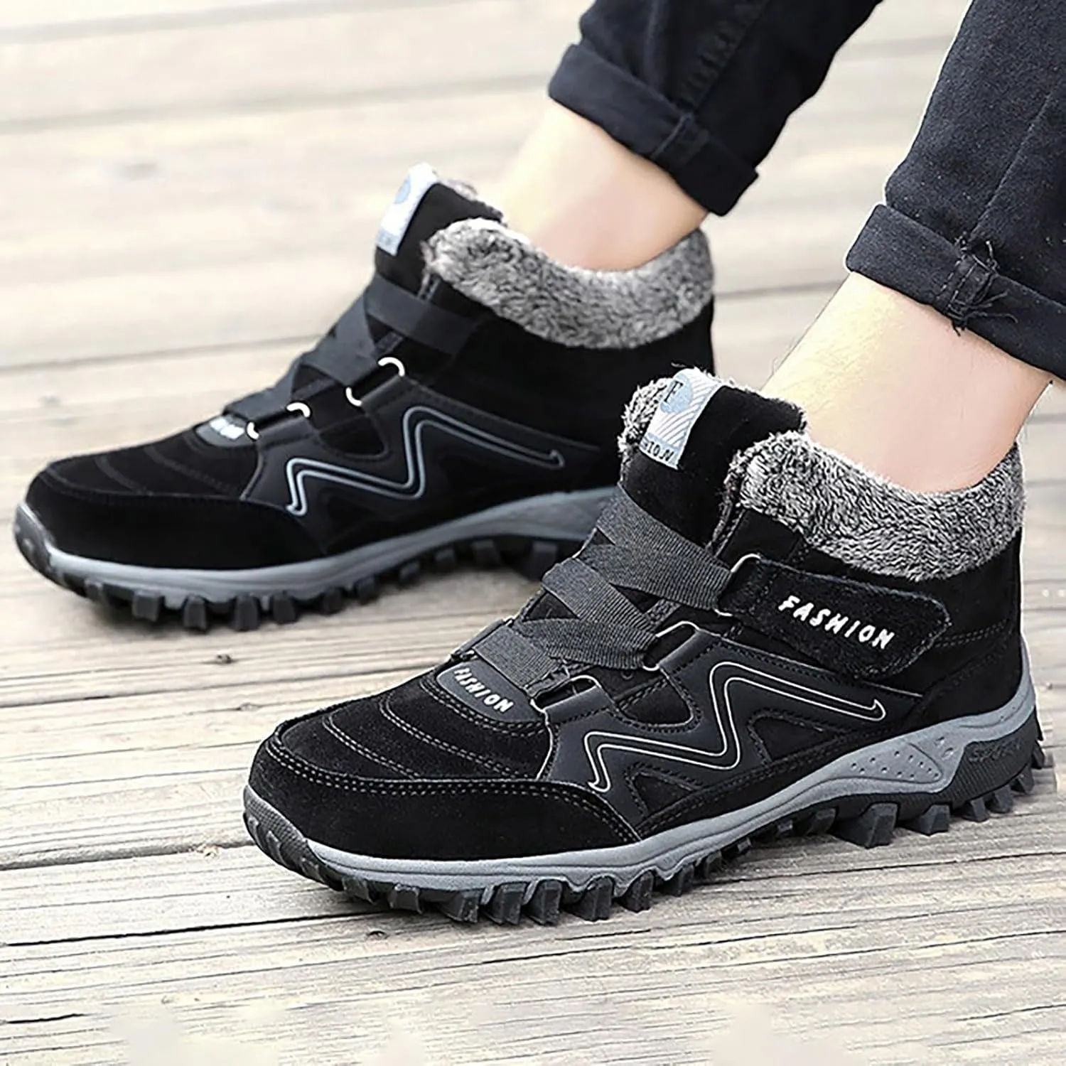 Winter Warm Thick Sole Men Snow Boots Couple Mid Top Cotton Sports Shoes Comfortable Construction Shoes