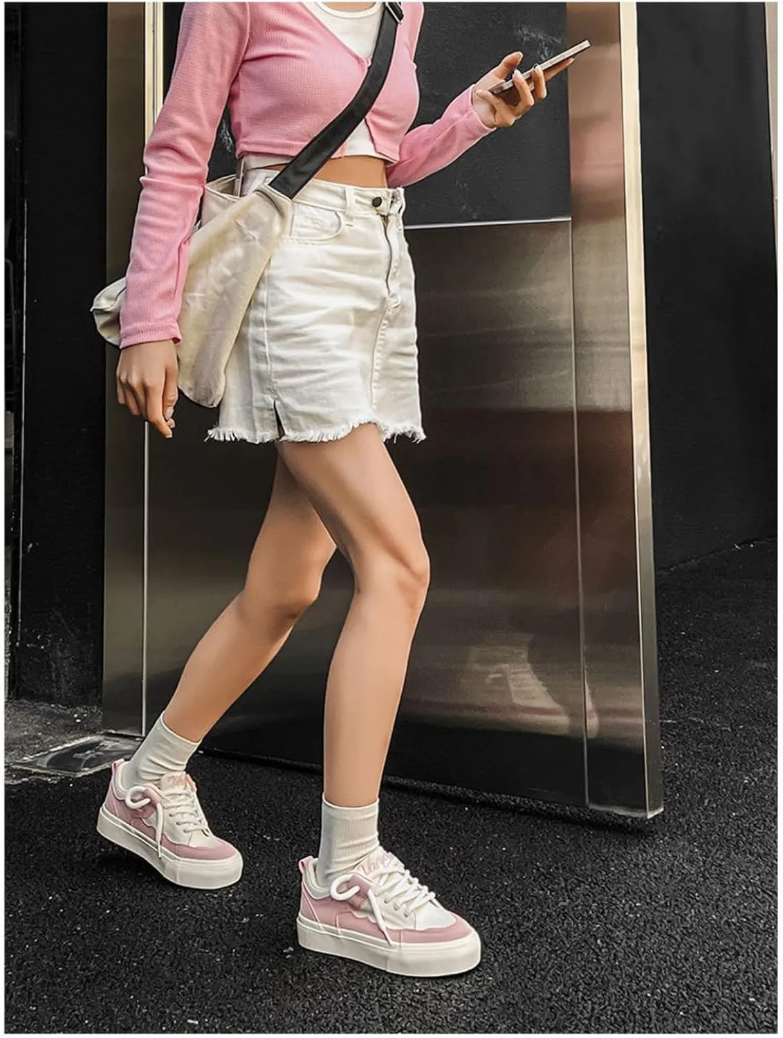 Women Casual Skate Sneakers Fashion Womens Slip-On Sneakers Spring Shoes Summer Pink White Sport Shoes Y2k Aesthetic