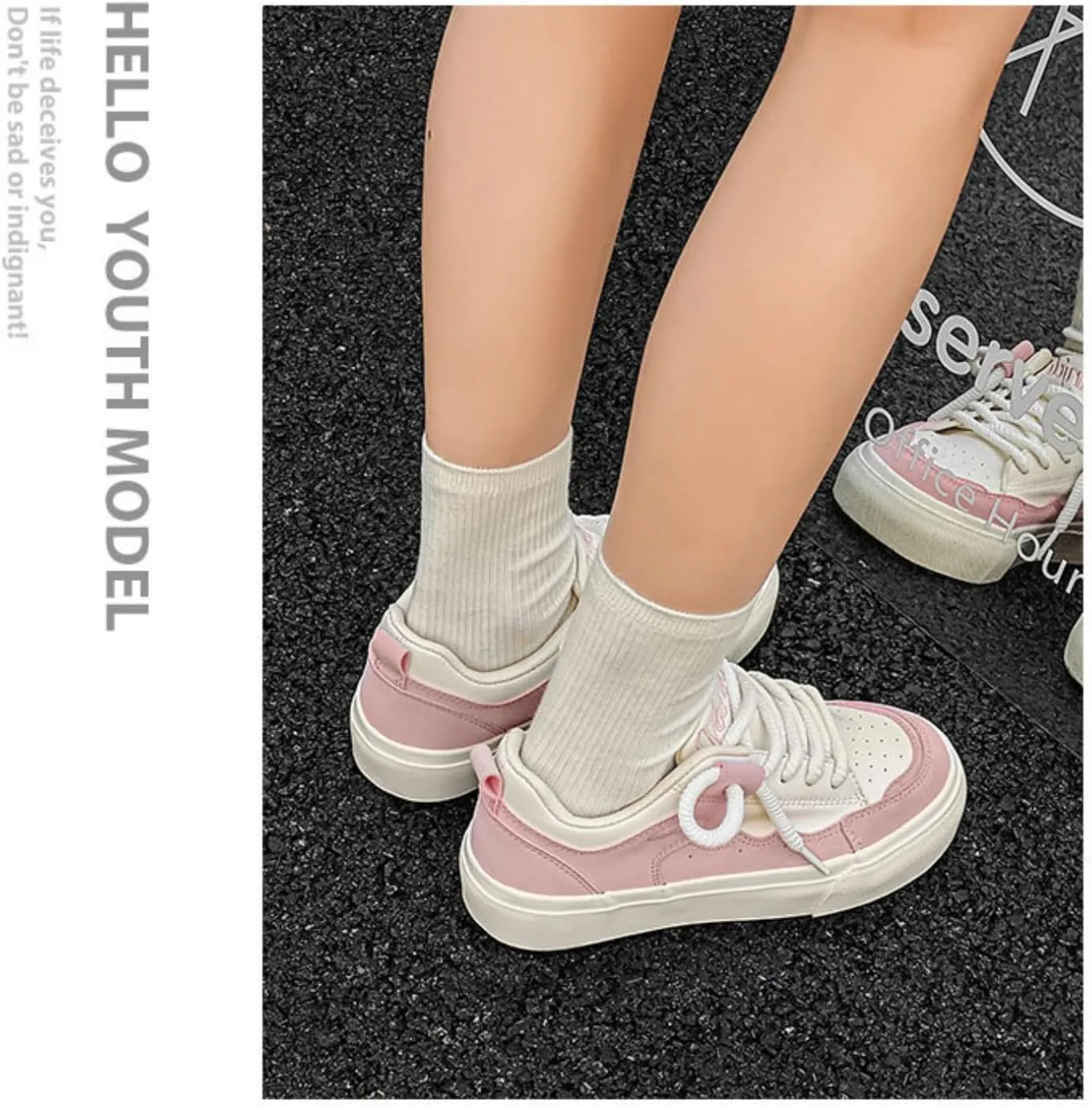 Women Casual Skate Sneakers Fashion Womens Slip-On Sneakers Spring Shoes Summer Pink White Sport Shoes Y2k Aesthetic