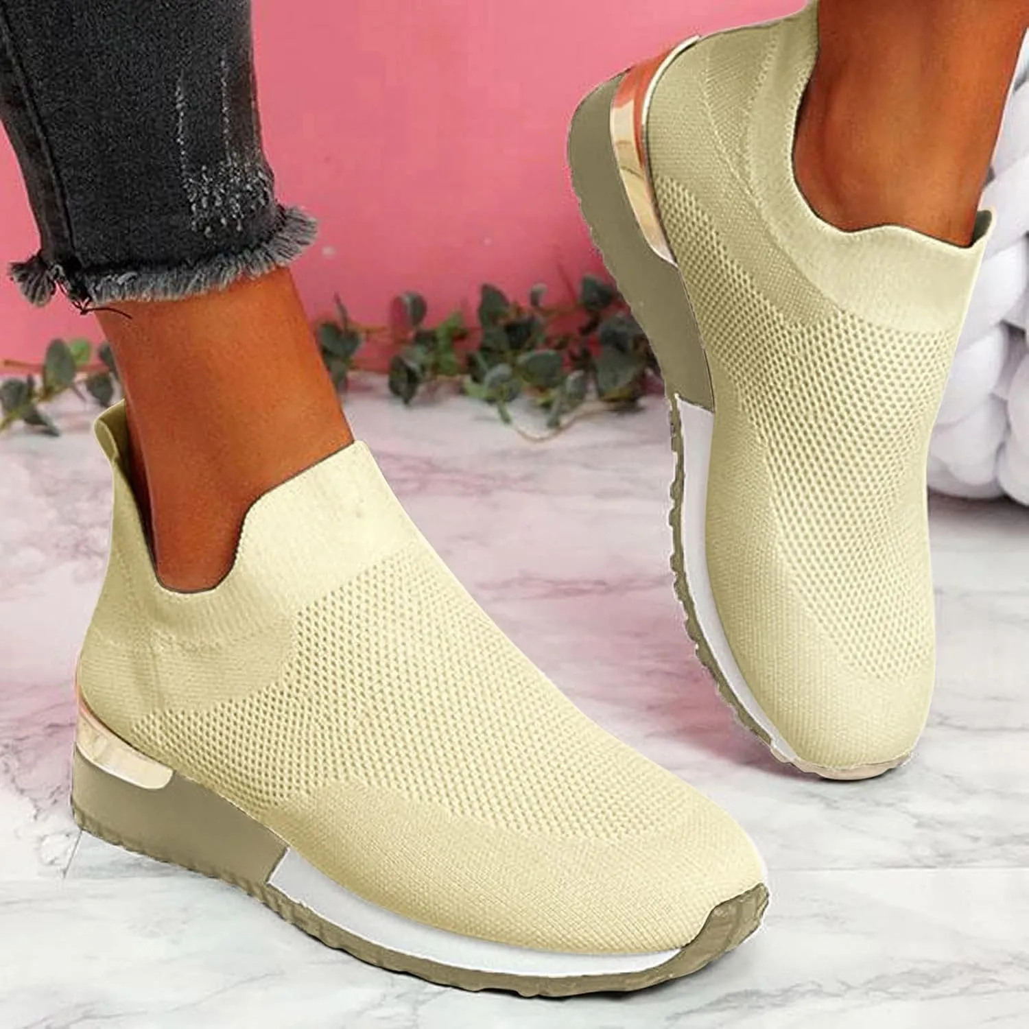 Women Sneakers Size 10 Slip On Sneakers Non Slip Work Shoes for Women Black Tennis Shoes for Women Work Non Slip Womens Tennis Shoes 7.5 Lace Up Comfy Shoes for Women Dressy
