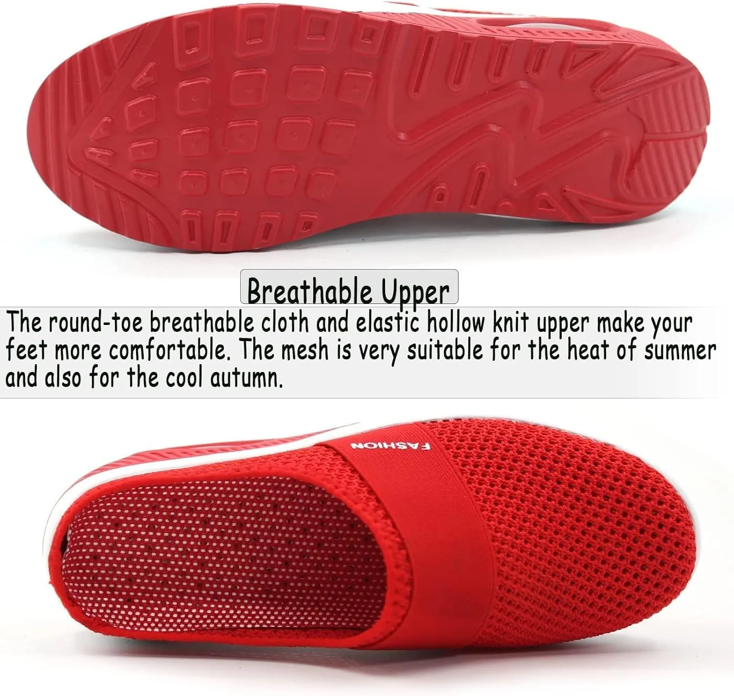 Womens Air Cushion Walking Shoes Slip-On Mesh Breathable Arch Support Mule Shoes Lightweight Closed Toe Slippers Outdoor Sneakers