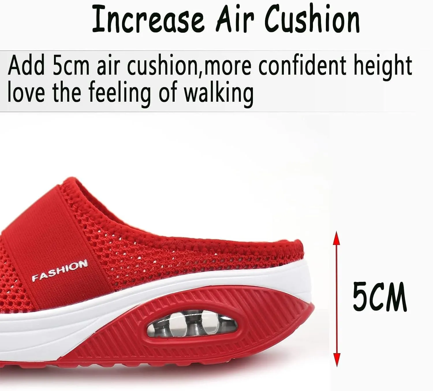 Womens Air Cushion Walking Shoes Slip-On Mesh Breathable Arch Support Mule Shoes Lightweight Closed Toe Slippers Outdoor Sneakers