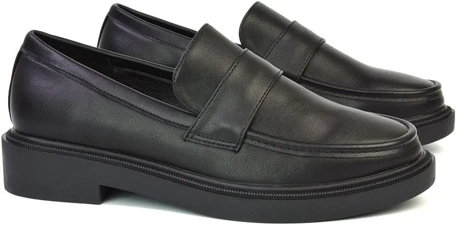Womens Black Loafers Shoes Ladies Flat Low Heel Comfort Flexible Cushoined Sole Casual School Work Office Pumps Size 5-10