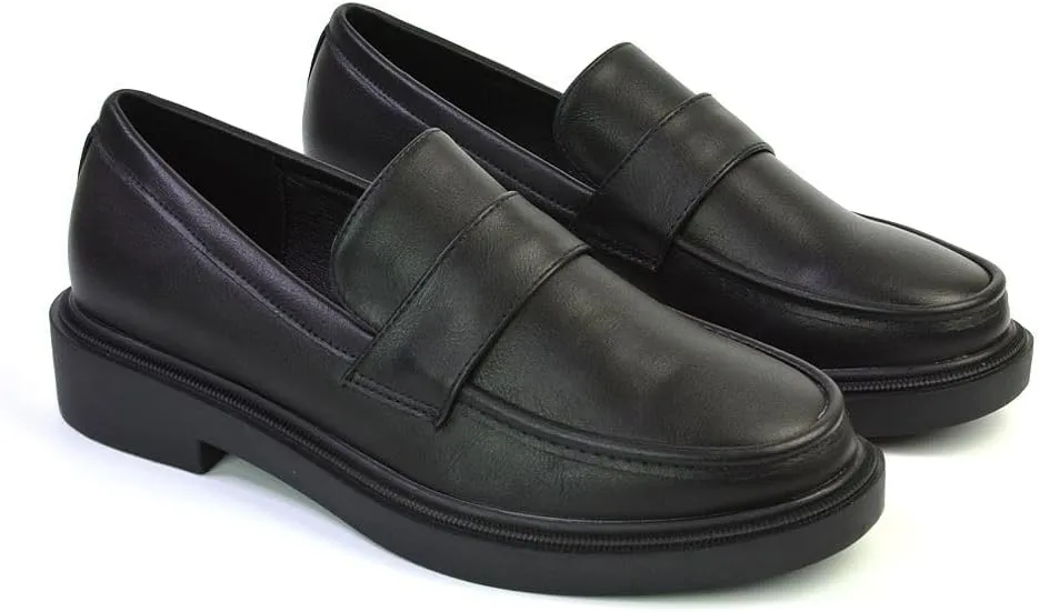 Womens Black Loafers Shoes Ladies Flat Low Heel Comfort Flexible Cushoined Sole Casual School Work Office Pumps Size 5-10