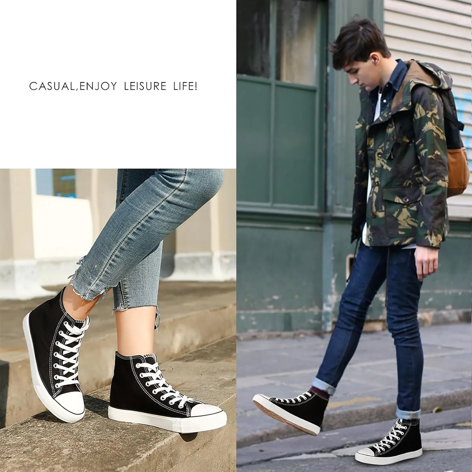 Womens Canvas Sneakers High Top Lace ups Casual Walking Shoes