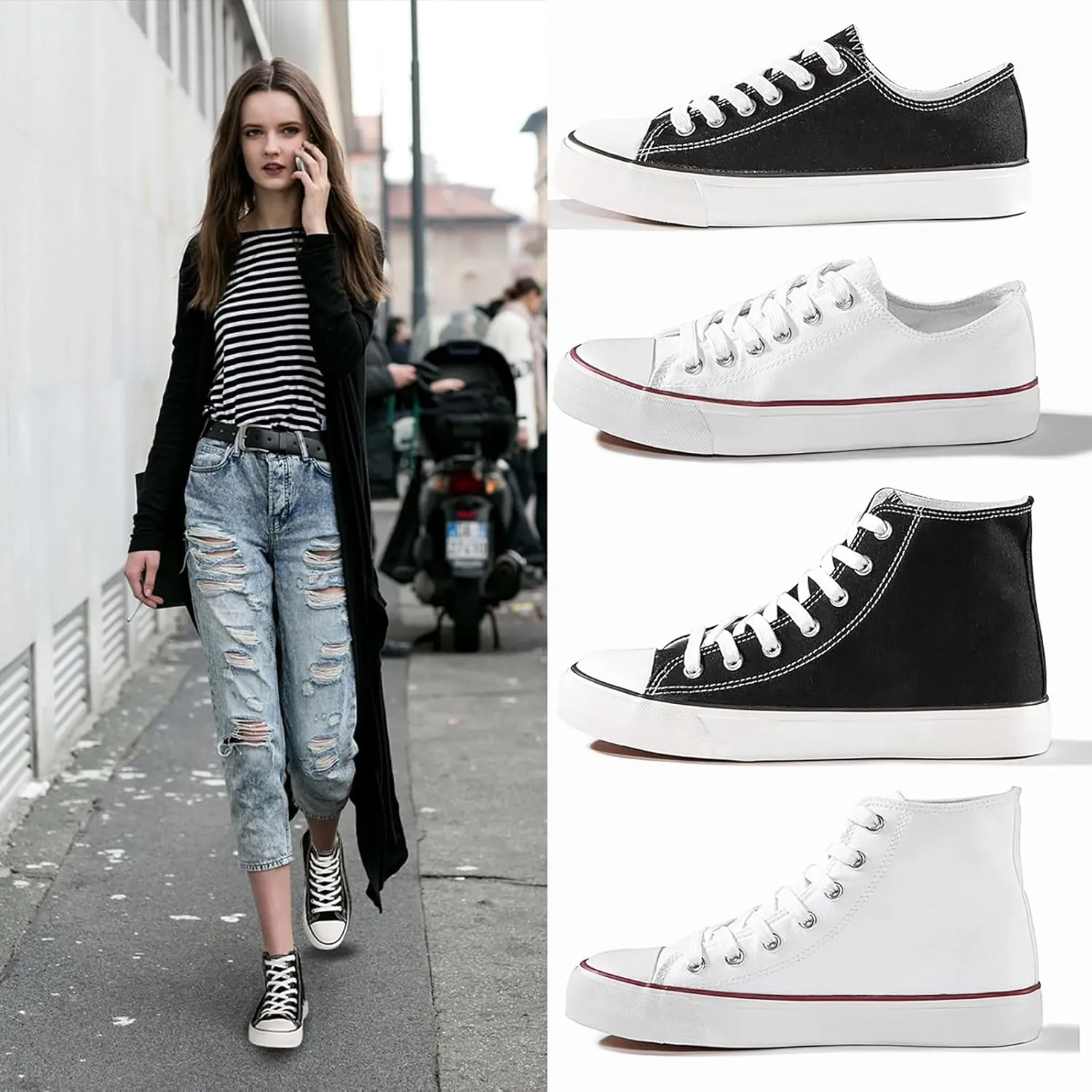 Womens Canvas Sneakers High Top Lace ups Casual Walking Shoes