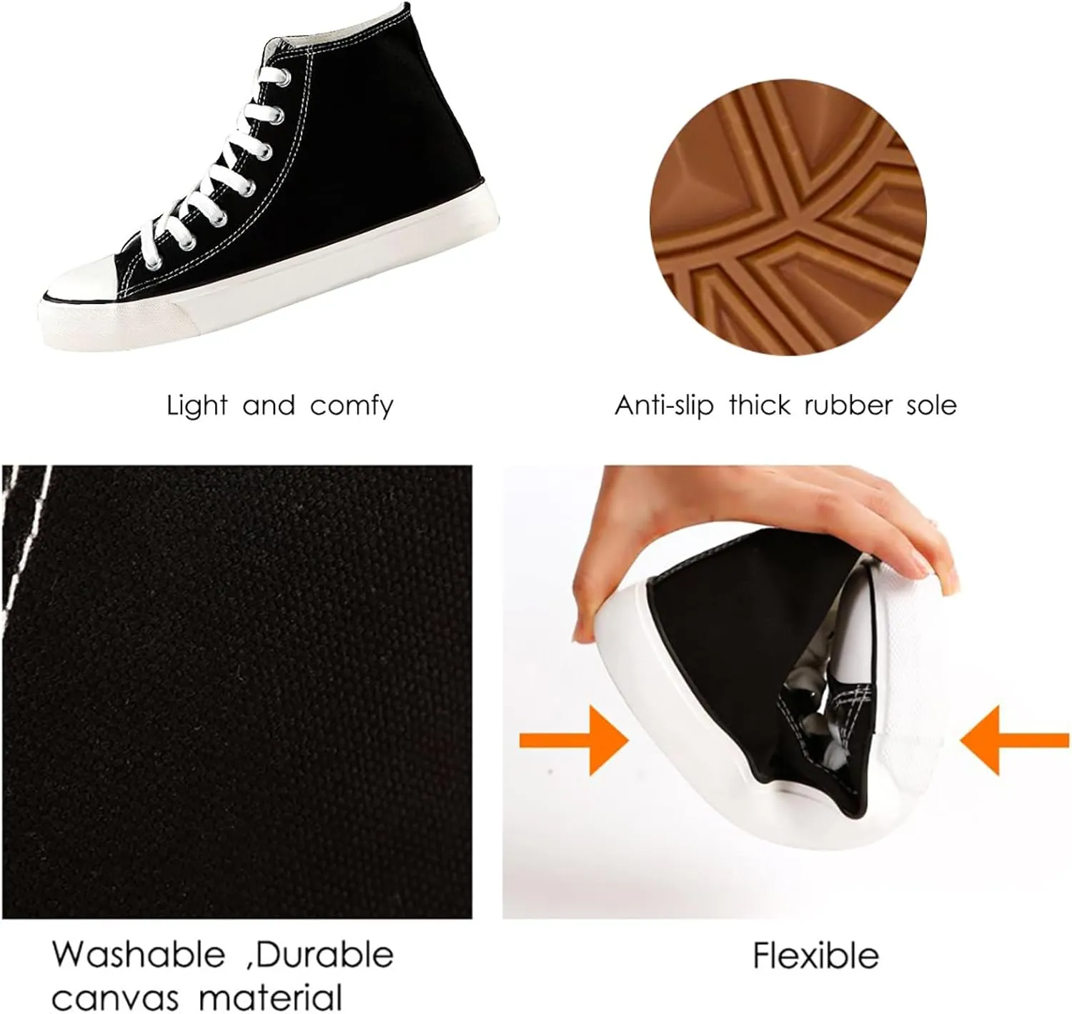 Womens Canvas Sneakers High Top Lace ups Casual Walking Shoes