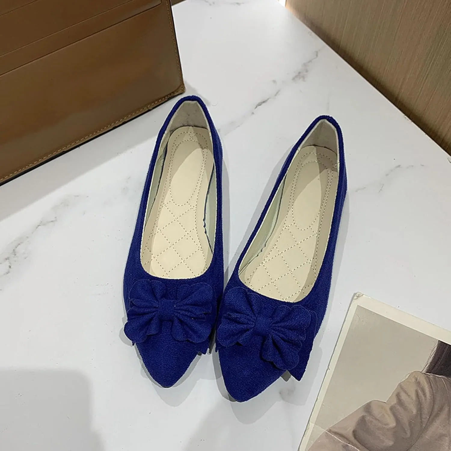 Women's Casual Slip On Ballet Comfortable Low Heel Dress Shoes for Everyday Wear with Versatile Outfit Pairing