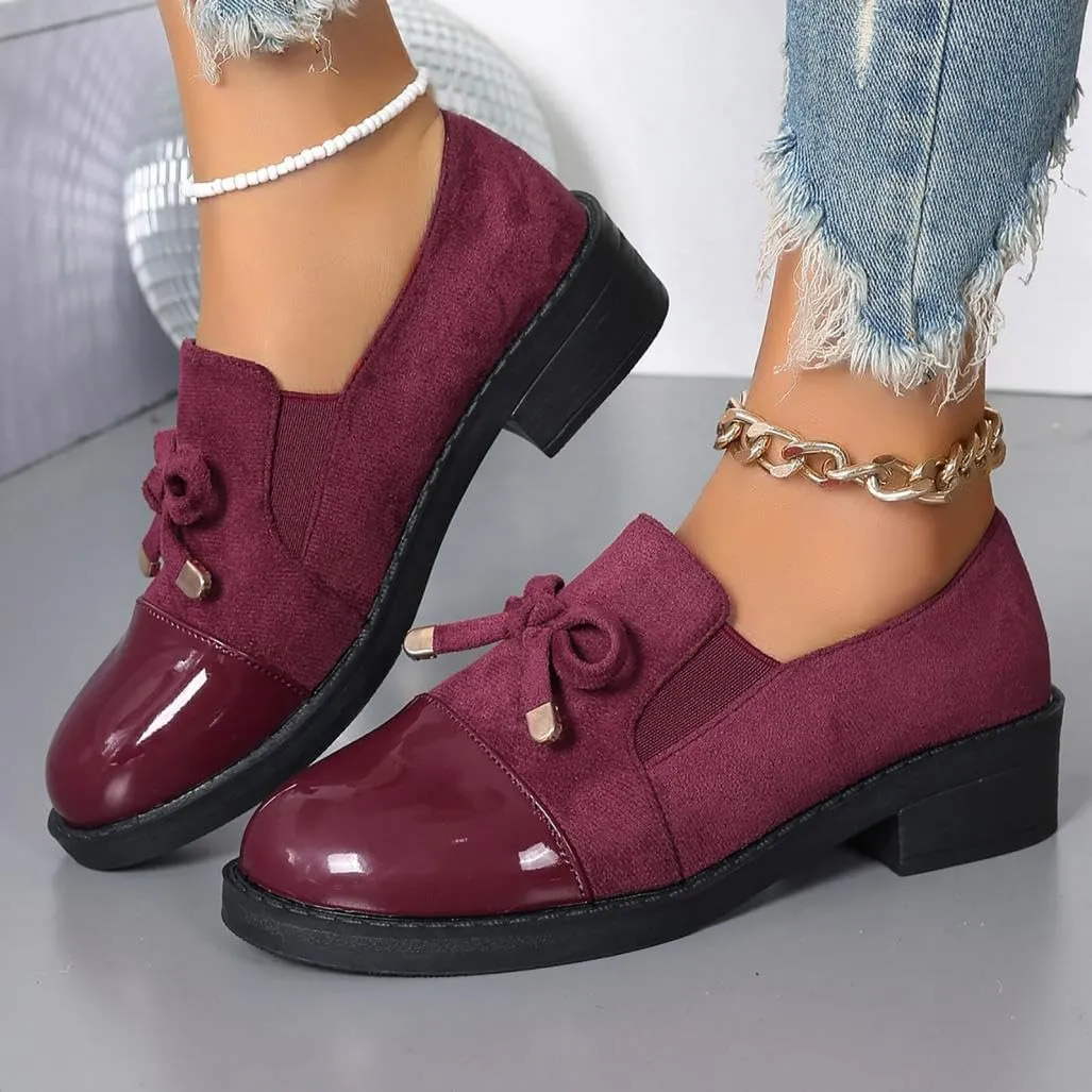 Womens Dress Shoes Comfortable Platform Chunky Heeled Loafers Wide Width Bow Work Business Casual Shoes Women