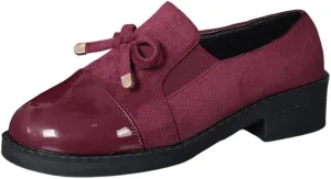 Womens Dress Shoes Comfortable Platform Chunky Heeled Loafers Wide Width Bow Work Business Casual Shoes Women