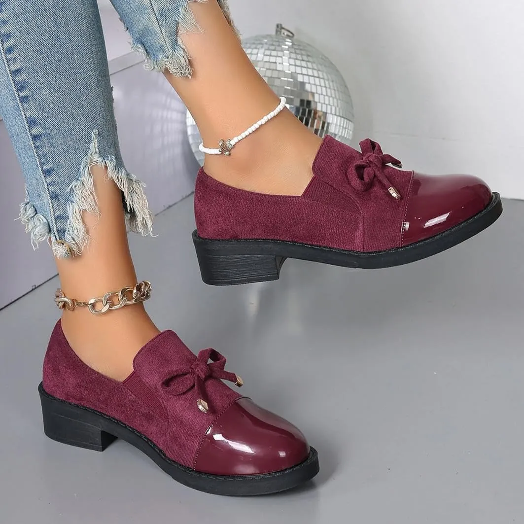 Womens Dress Shoes Comfortable Platform Chunky Heeled Loafers Wide Width Bow Work Business Casual Shoes Women