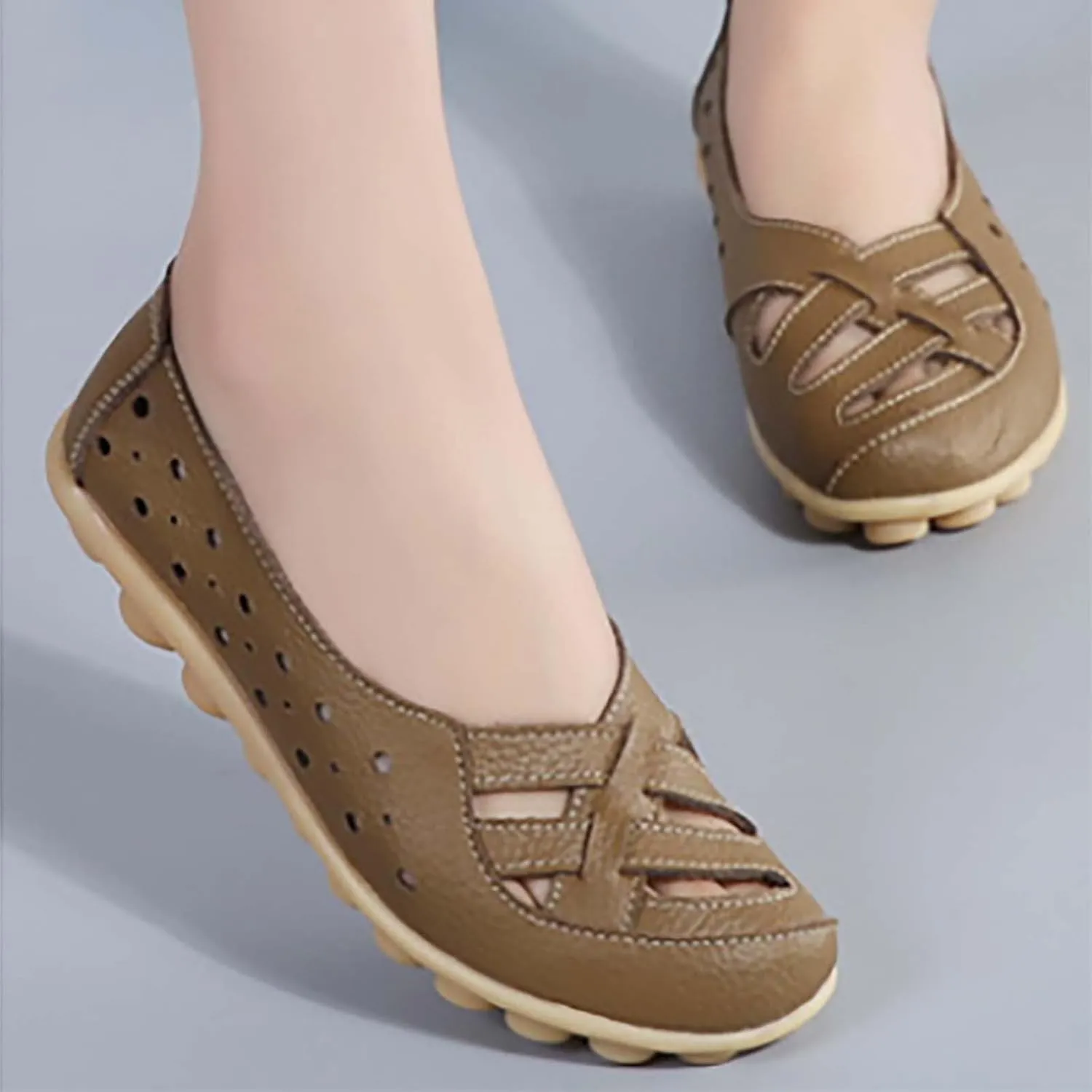 Womens Loafers Comfortable Orthopedic Breathable Leather Soft Sole Flats Driving Walking Casual Slip On Penny Shoes