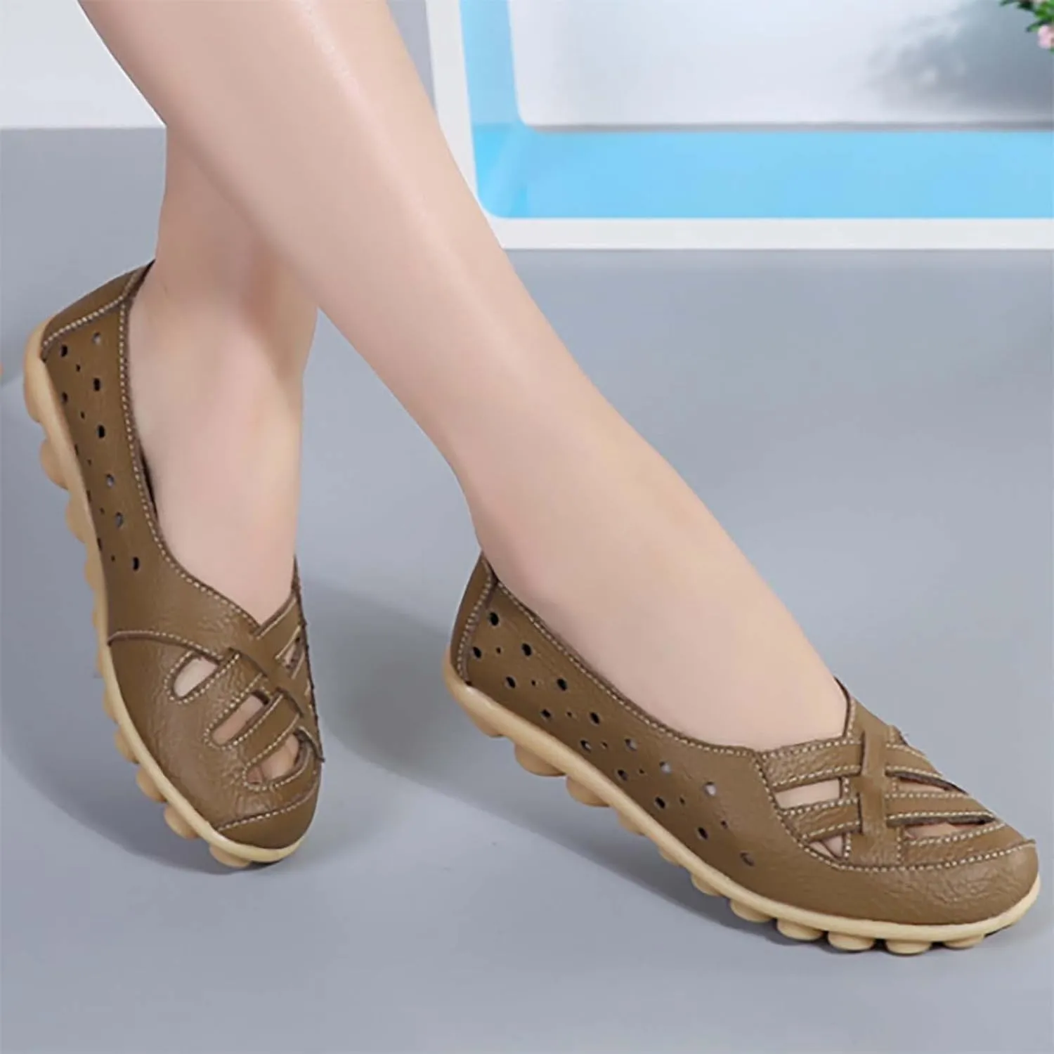 Womens Loafers Comfortable Orthopedic Breathable Leather Soft Sole Flats Driving Walking Casual Slip On Penny Shoes