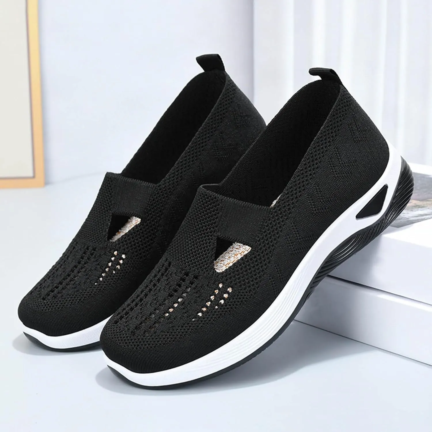 Womens Orthopedic Casual Shoes Slip On Walking Sneakers with Arch Support Comfortable Loafers for Plantar Fasciitis Relief Foot Heel Pain Diabetic Feet