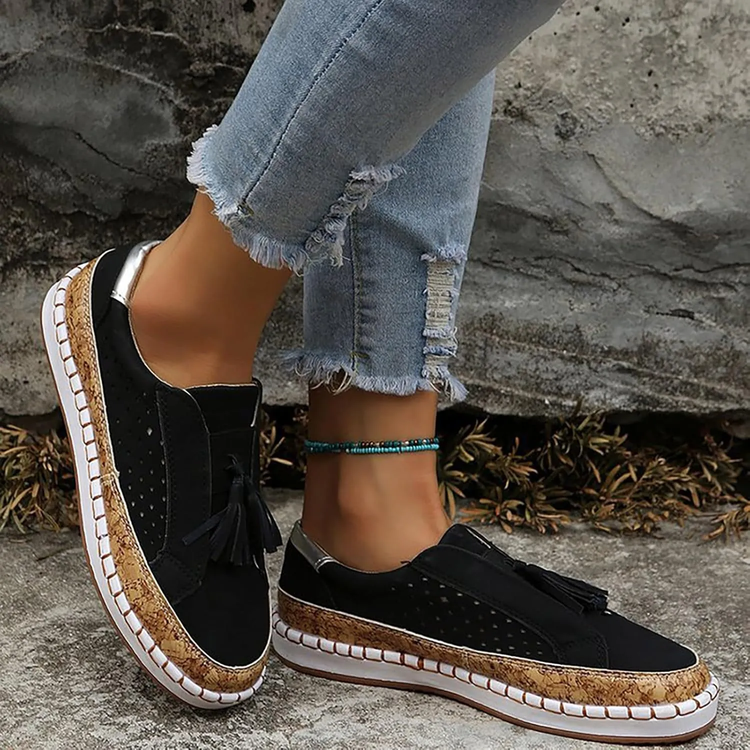 Womens Orthopedic Diabetic Walking Sneakers Slip On Shoes with Arch Support Comfortable Casual Loafers Plantar Fasciitis Relief Foot Pain