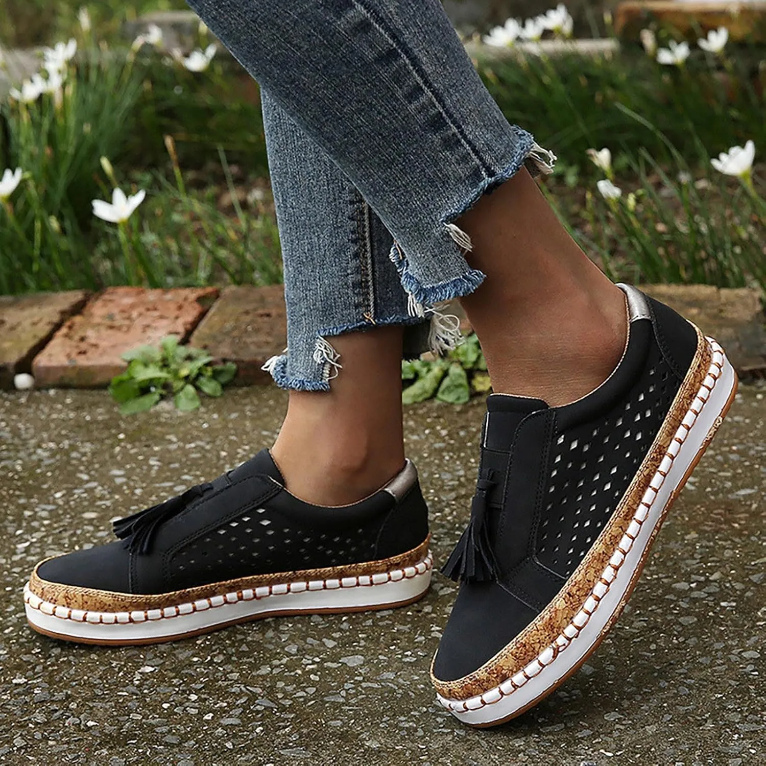 Womens Orthopedic Diabetic Walking Sneakers Slip On Shoes with Arch Support Comfortable Casual Loafers Plantar Fasciitis Relief Foot Pain