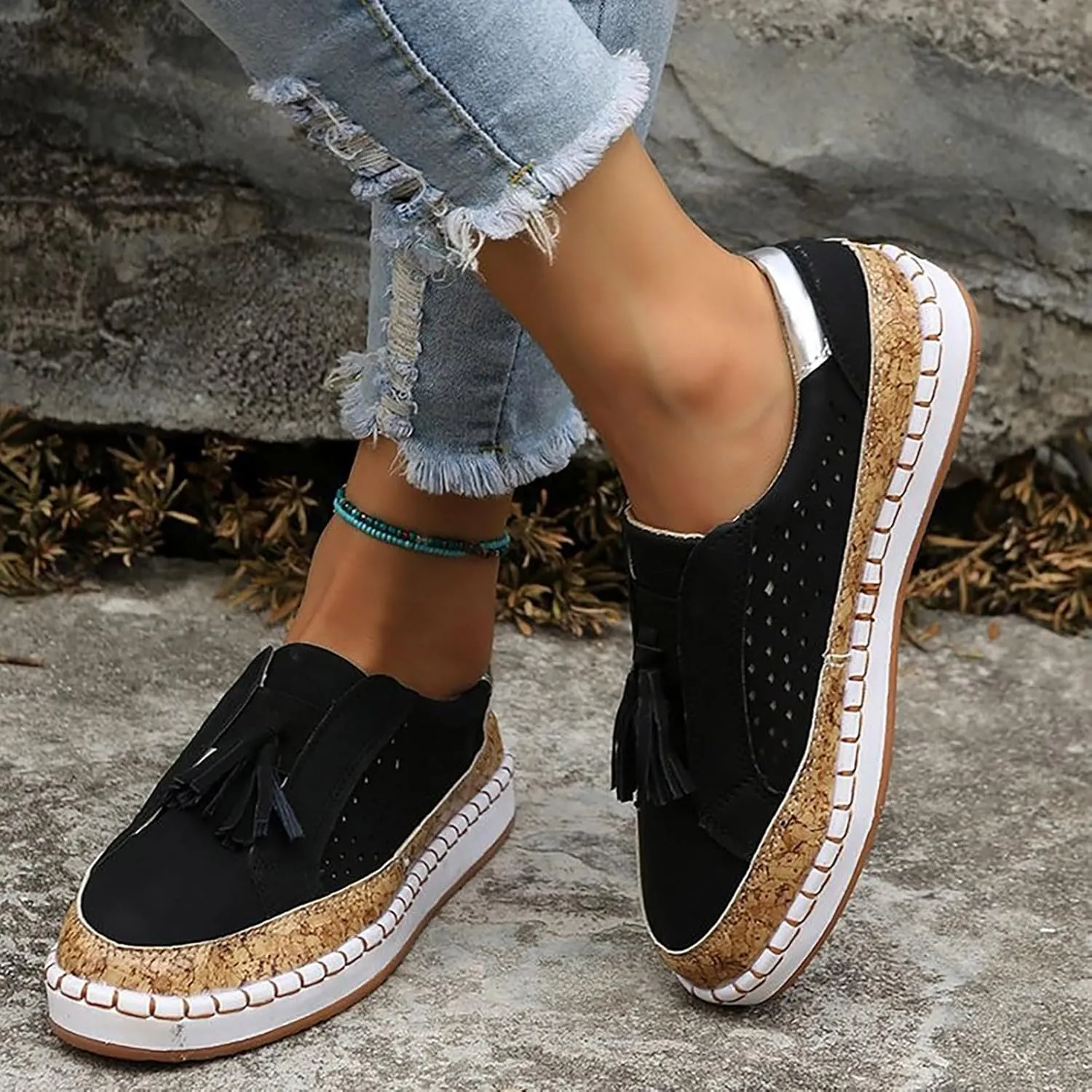 Womens Orthopedic Diabetic Walking Sneakers Slip On Shoes with Arch Support Comfortable Casual Loafers Plantar Fasciitis Relief Foot Pain