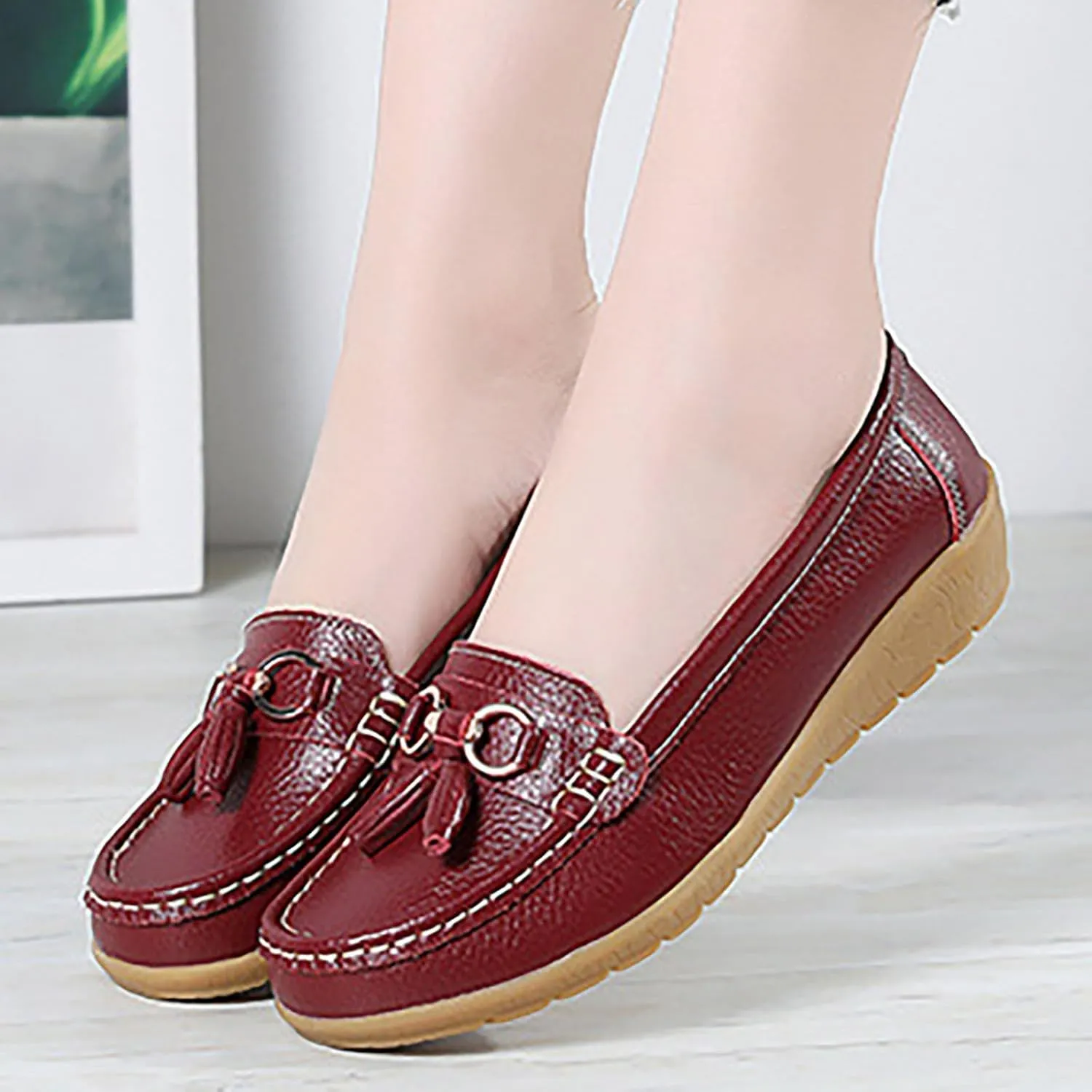Womens Penny Loafers Comfortable Dressy Walking Shoes Breathable Driving Loafers Casual Slip On Shoes Arch Support