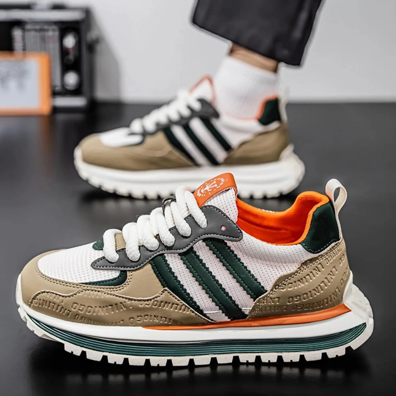 Women’s Retro Jogger Sneakers, Fashion Mesh Suede Trainers, Vintage Street Running Shoes, Iconic Triple Stripe Detailing