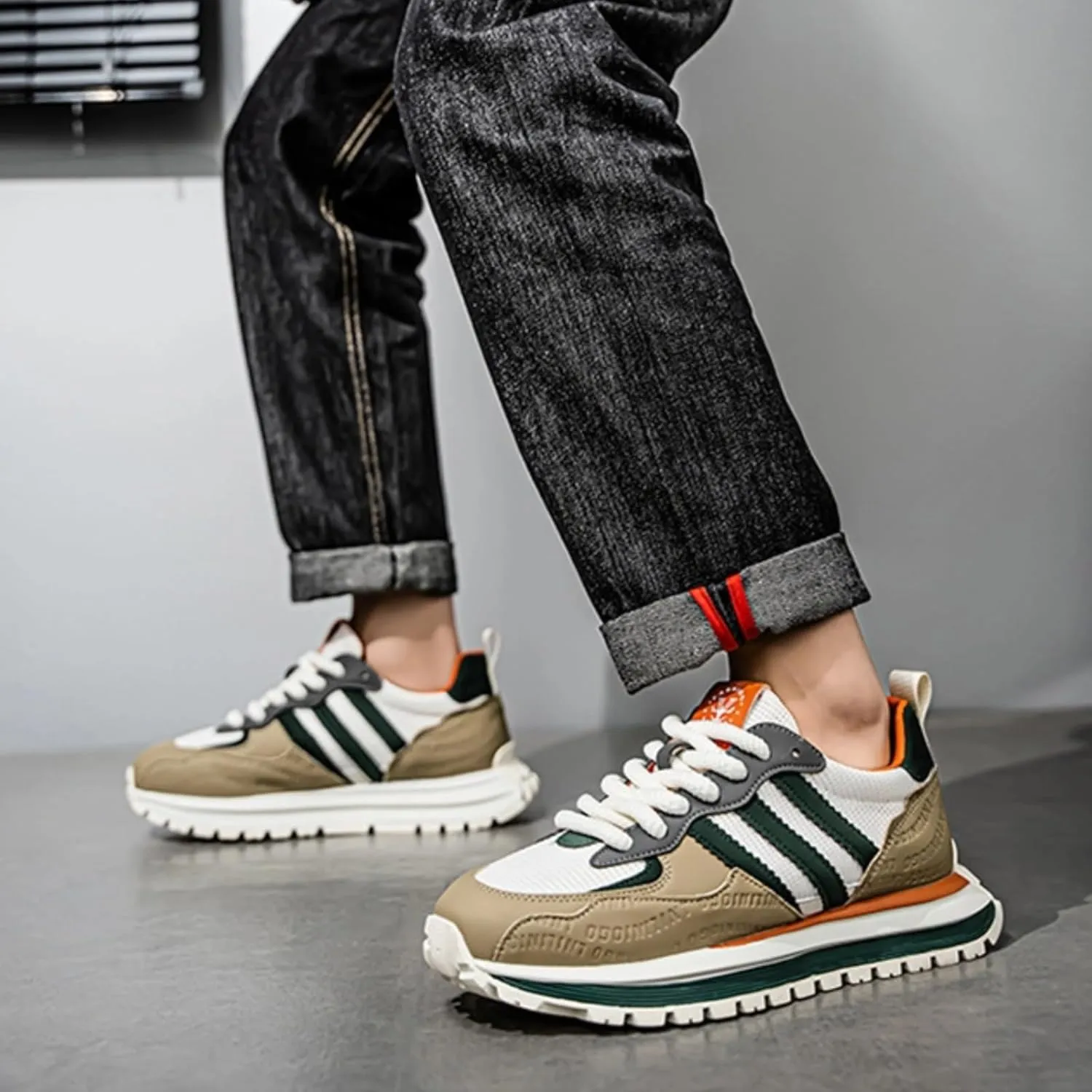 Women’s Retro Jogger Sneakers, Fashion Mesh Suede Trainers, Vintage Street Running Shoes, Iconic Triple Stripe Detailing