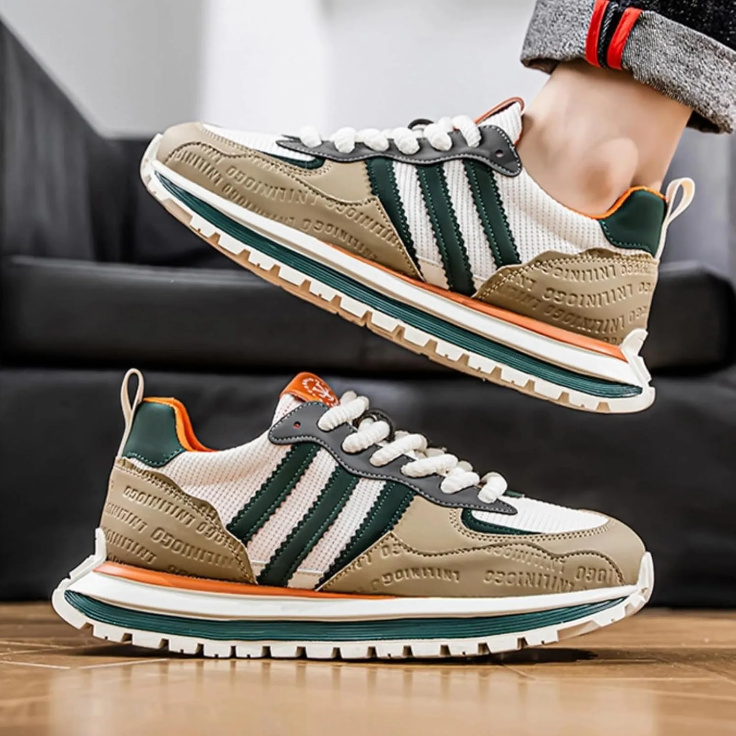 Women’s Retro Jogger Sneakers, Fashion Mesh Suede Trainers, Vintage Street Running Shoes, Iconic Triple Stripe Detailing