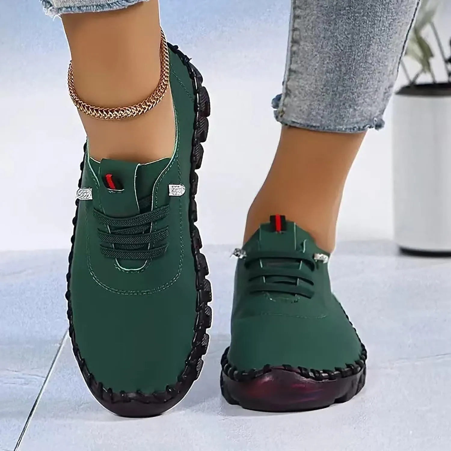 Womens Shoes FlatsWomens White Sneakers Wide Width Loafers for Women Flat Bottom Fashion Christmas Sneakers for Women 2024 Wide Toe Box Trendy Casual
