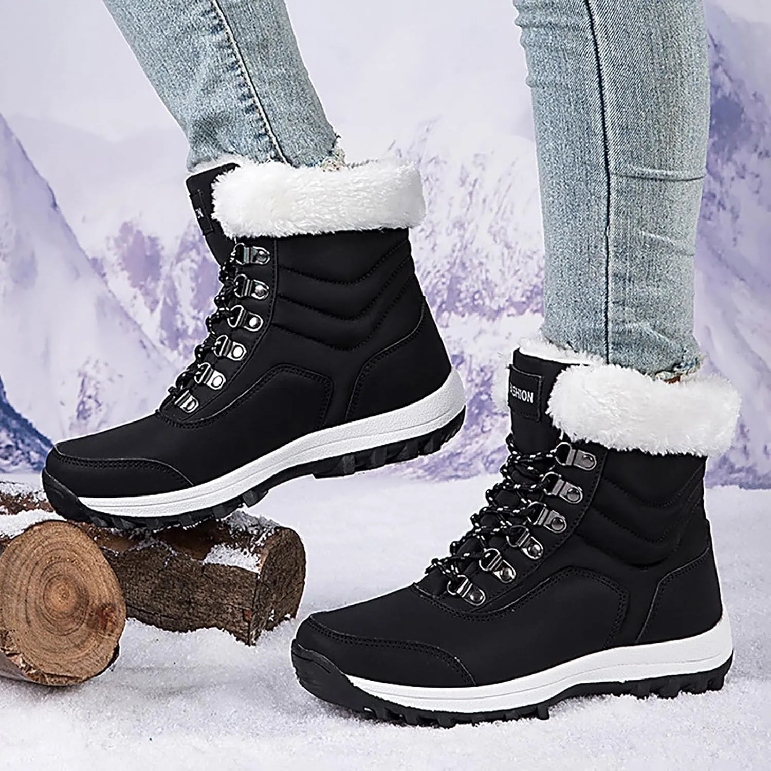 Women's Snow Boots Fleece Lined Cold Proof Boots Insulated Winter Boots Comfort Hiking Boots Outdoor Snow Boots