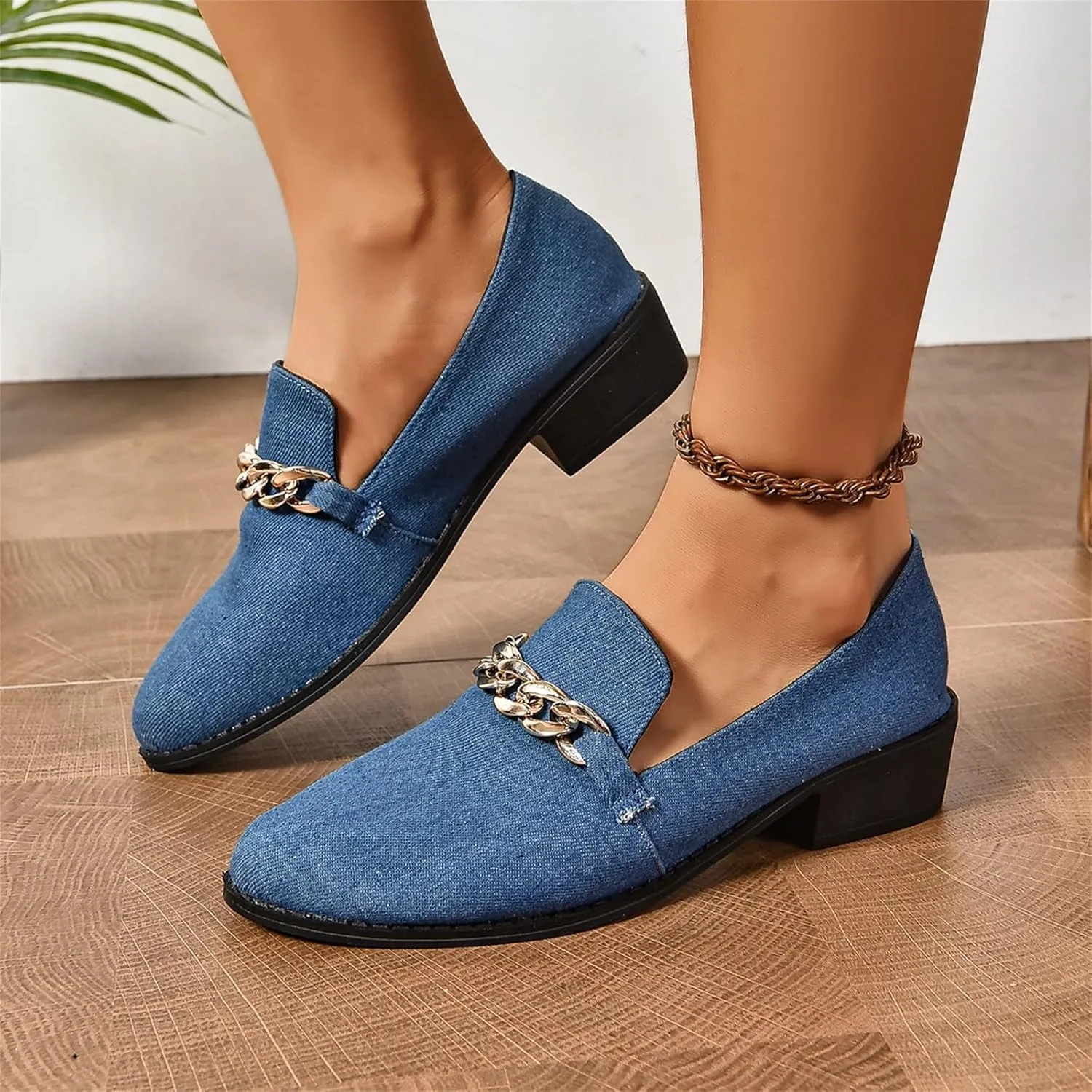 Women's Wide Loafers Shoes Low Heel Suede Leather Work Loafers Business Casual Comfortable Dressy Slip On Penny Shoes
