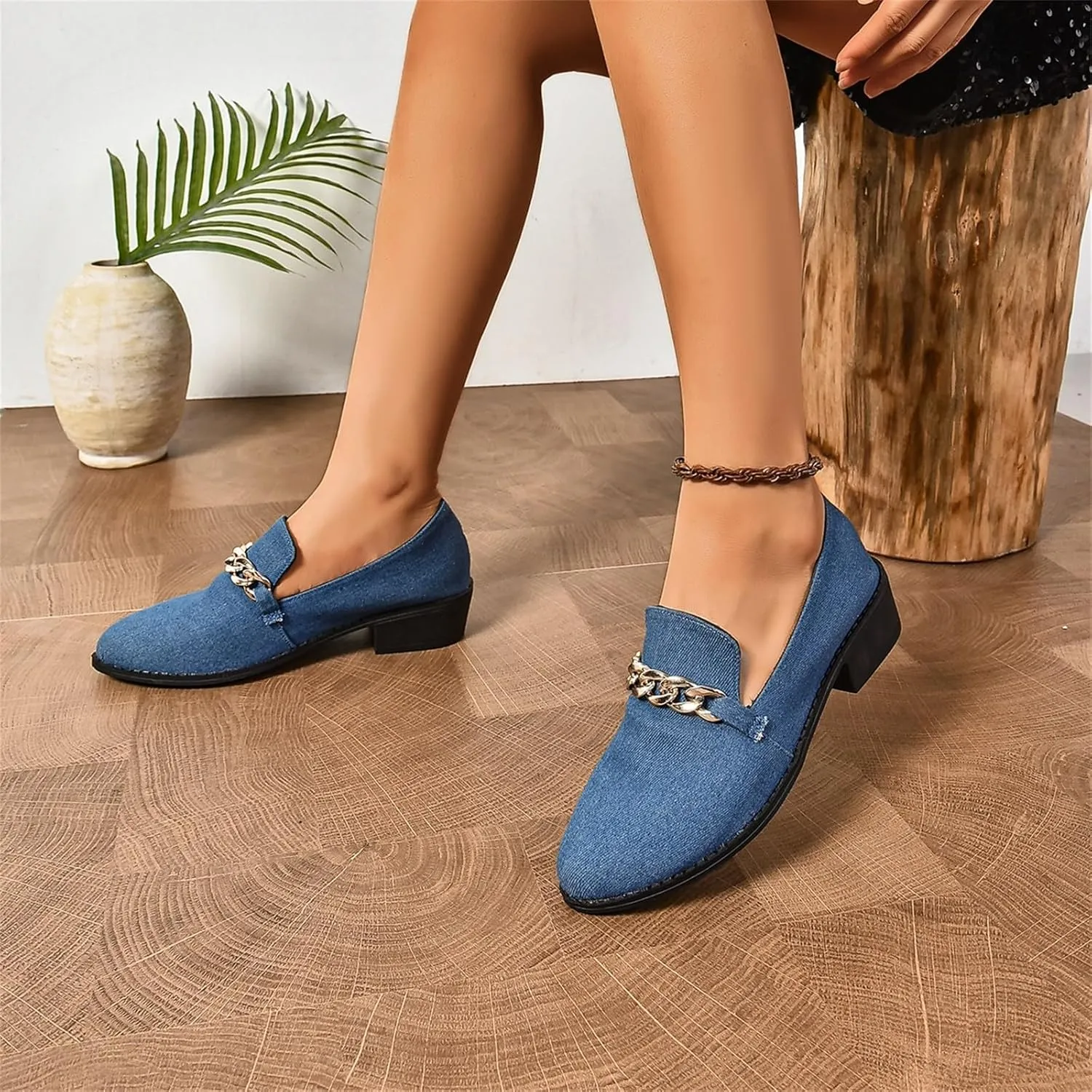 Women's Wide Loafers Shoes Low Heel Suede Leather Work Loafers Business Casual Comfortable Dressy Slip On Penny Shoes