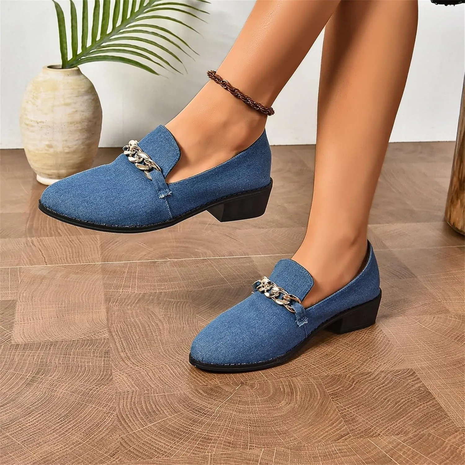 Women's Wide Loafers Shoes Low Heel Suede Leather Work Loafers Business Casual Comfortable Dressy Slip On Penny Shoes