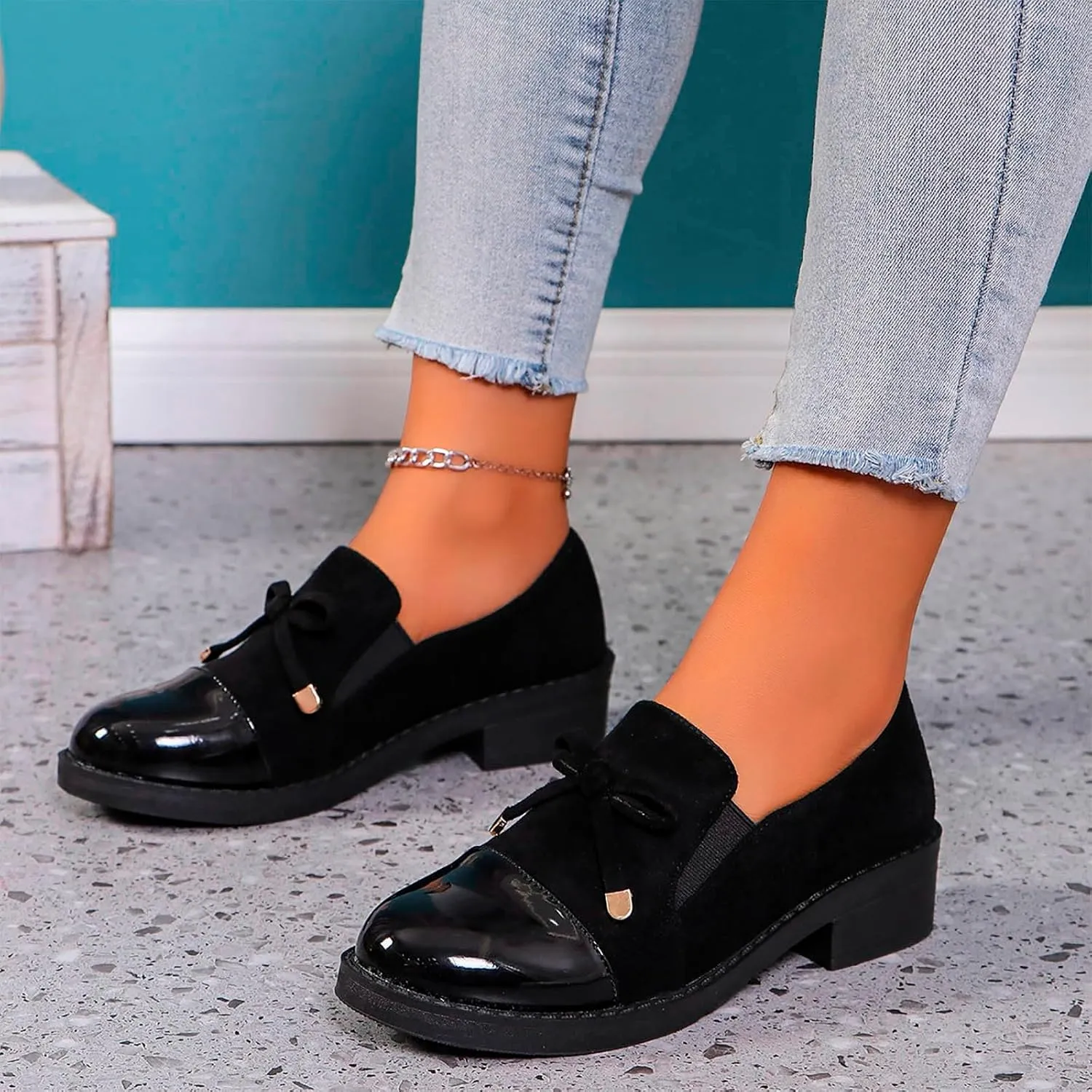 Work Shoes Women Business Casual Shoe Dressy Chunky Loafers Comfortable Office Shoes Penny Loafers Slip On Shoe