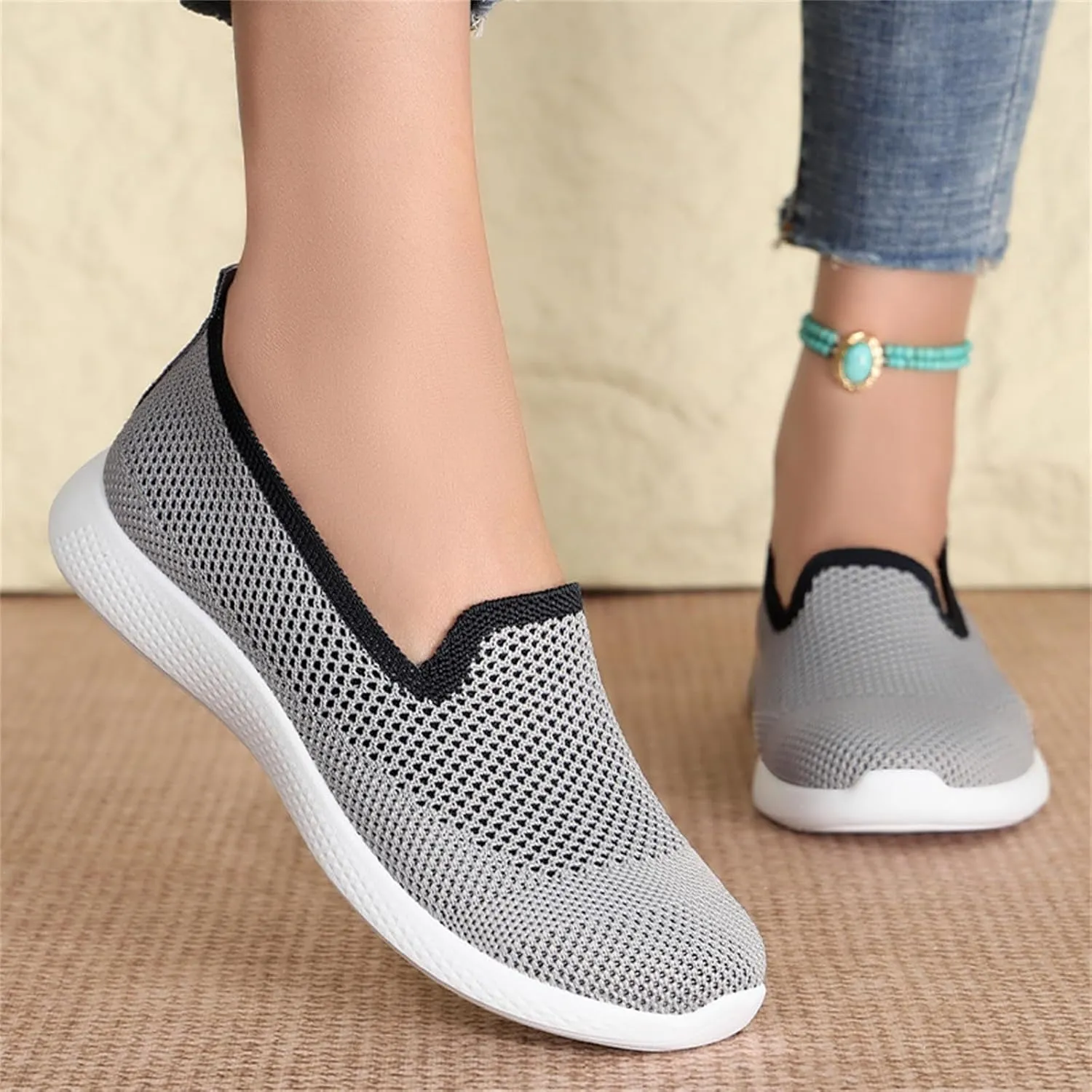 Woven Orthopedic Breathable Soft Sole Casual Sport Shoes Comfortable Lighweight Sneakers Hands Free Comfy Outdoor Walking Shoes for Women