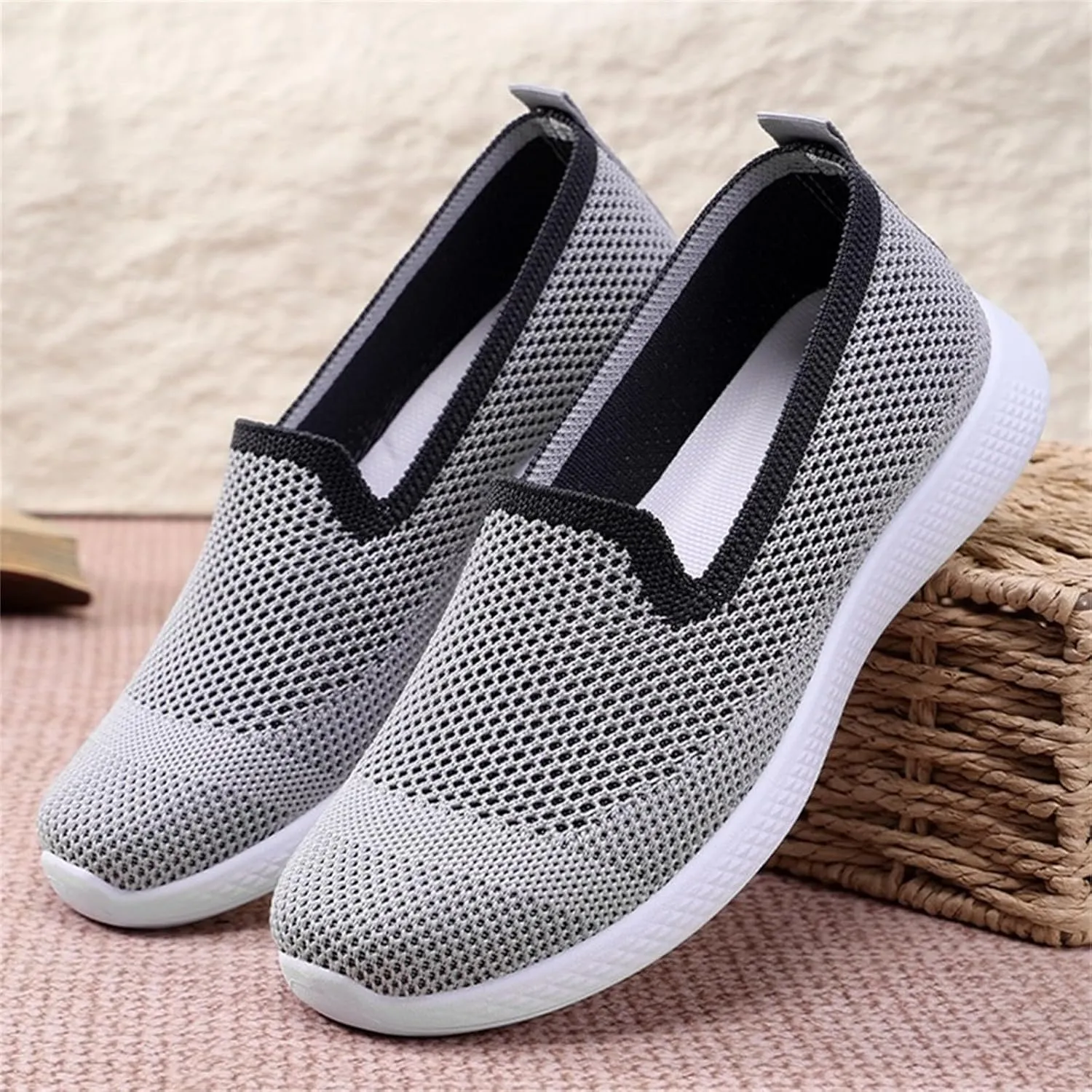 Woven Orthopedic Breathable Soft Sole Casual Sport Shoes Comfortable Lighweight Sneakers Hands Free Comfy Outdoor Walking Shoes for Women