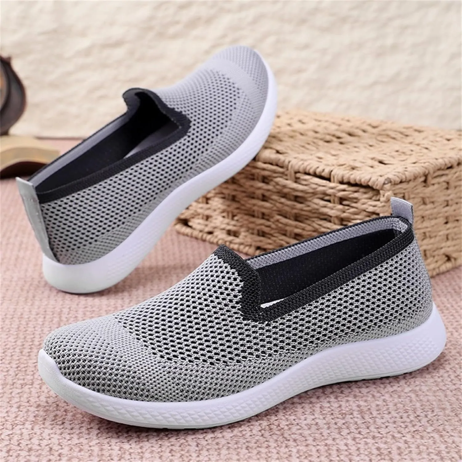 Woven Orthopedic Breathable Soft Sole Casual Sport Shoes Comfortable Lighweight Sneakers Hands Free Comfy Outdoor Walking Shoes for Women