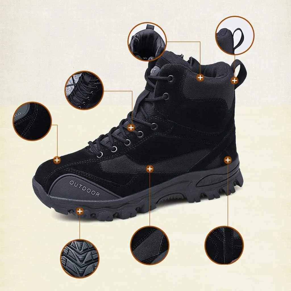 Wygwlg Men's Military Boots Tactical Combat Boots Special Forces Boot Police Ankle Outdoor Non-slip Work Protection Boots